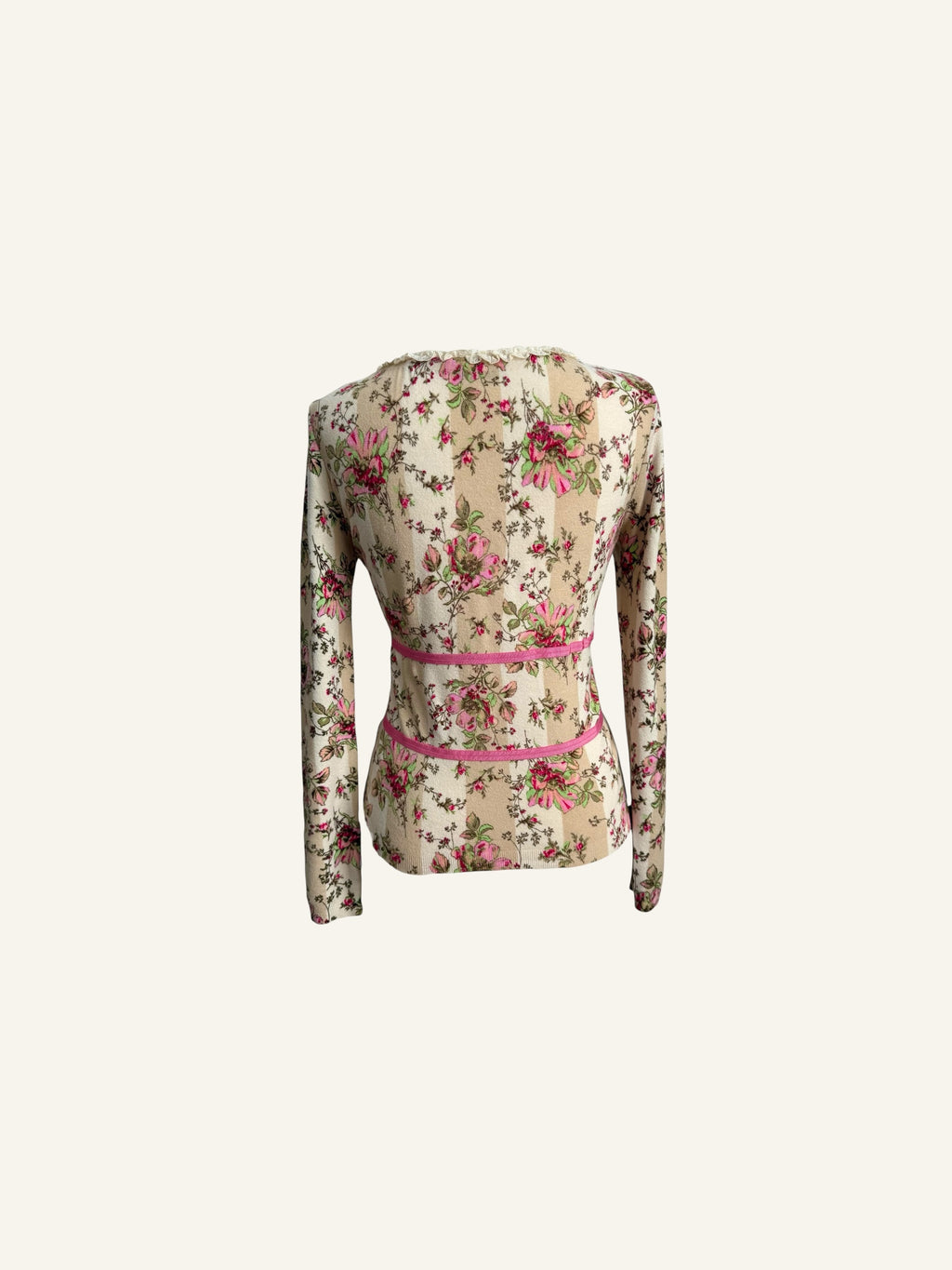 Blumarine Pink Bow Floral Cardigan