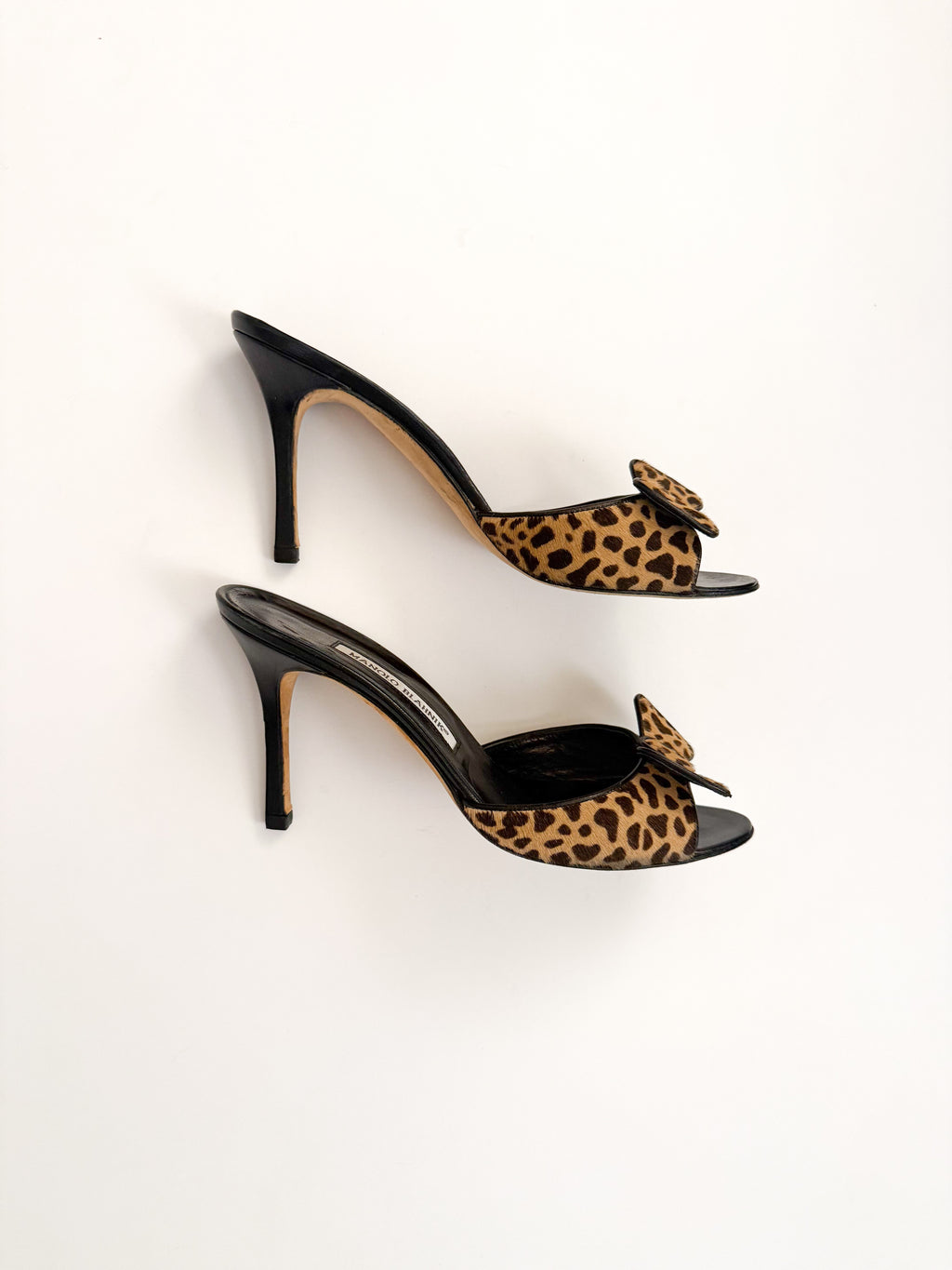 Manolo Blahnik Ponyhair Cheetah Print Bow Heels