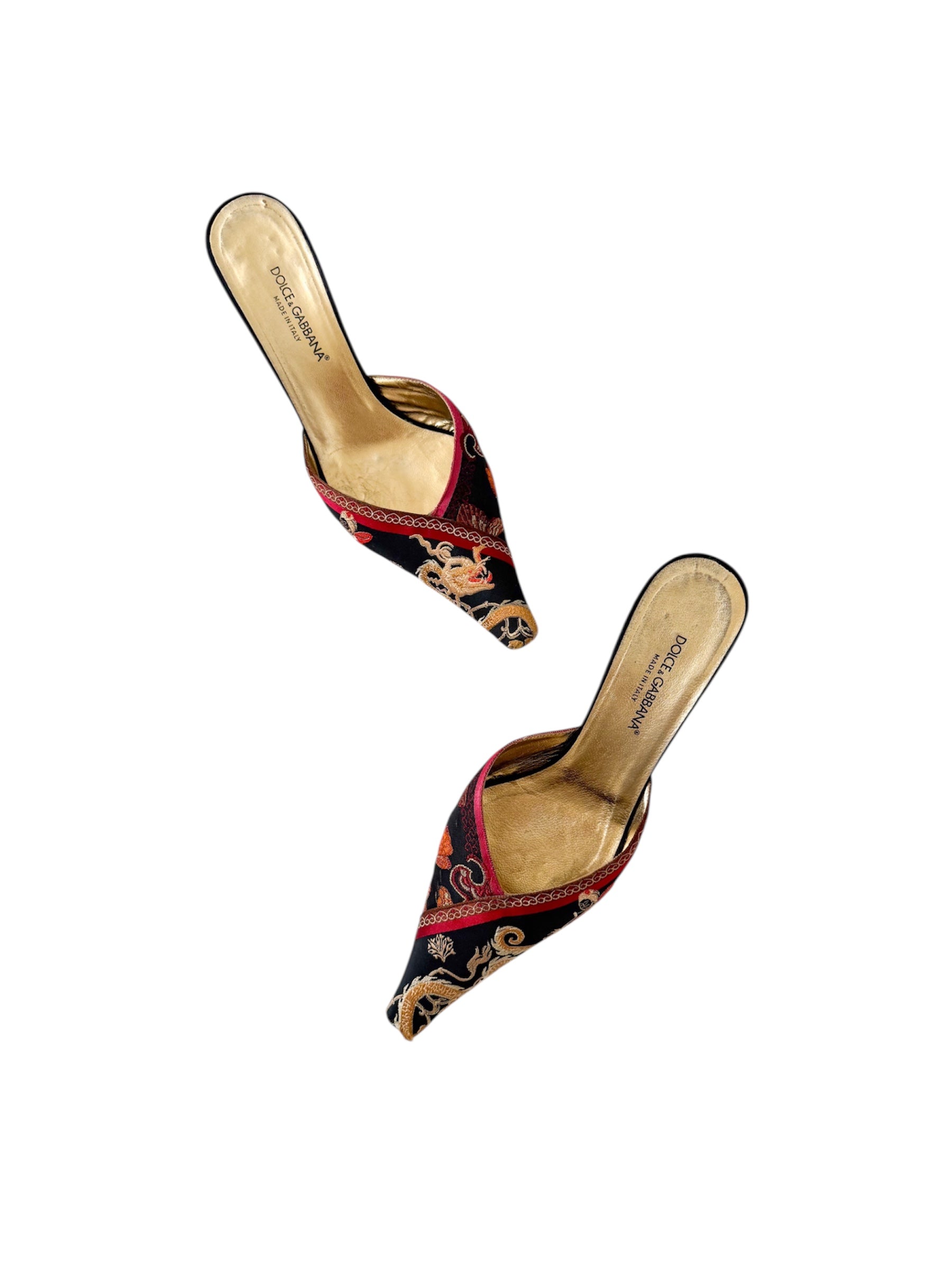 Dolce & Gabbana Dragon Embroidery Mules