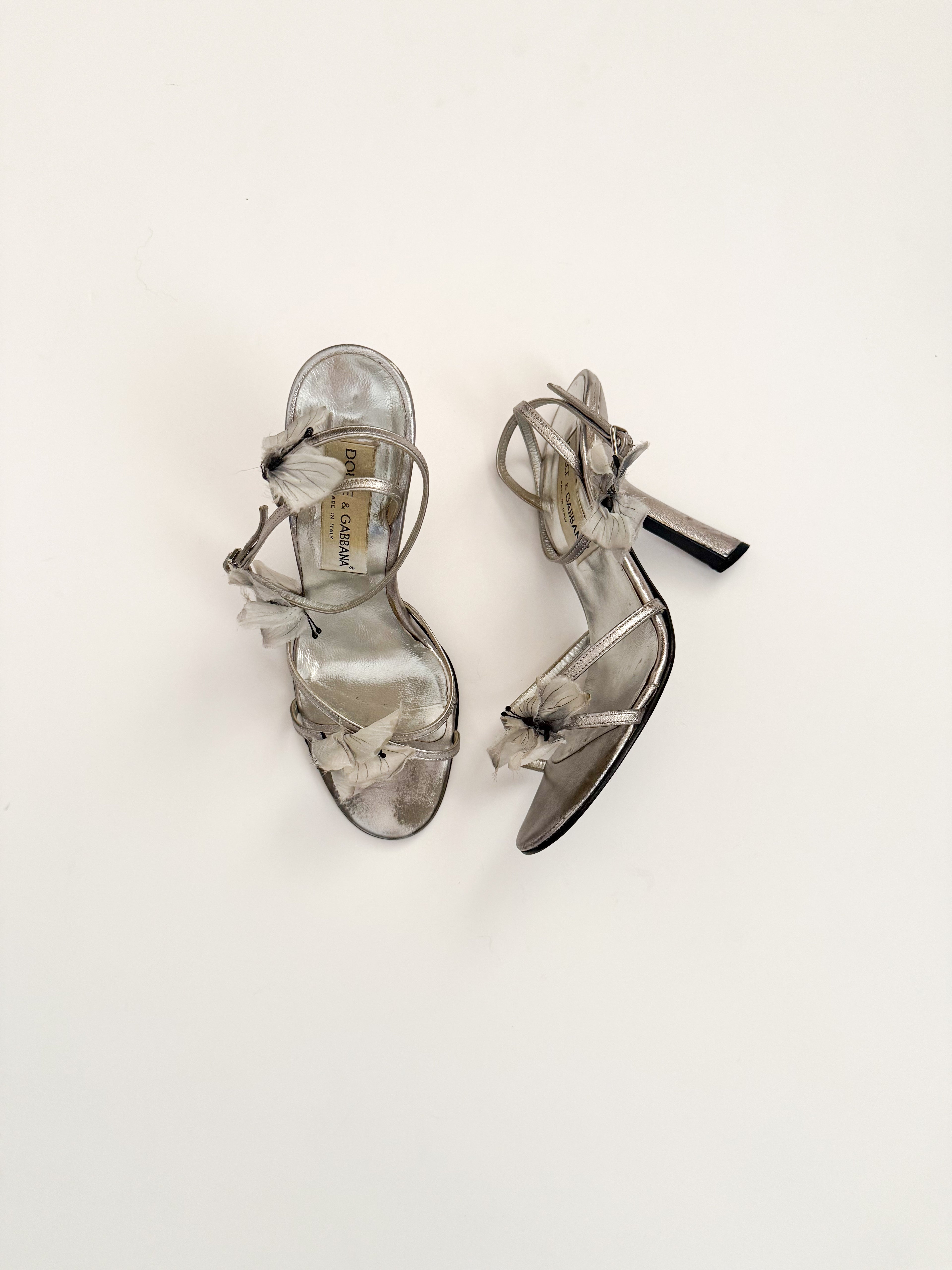 Dolce & Gabbana S/S 1998 ‘Stromboli’ Silver Butterfly Heels