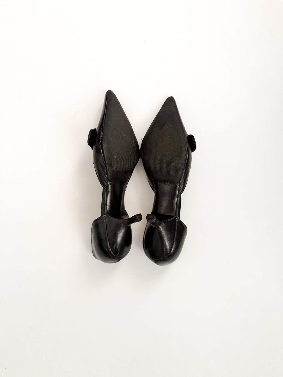 Prada S/S 2002 Black Buckle Leather d'Orsay Pumps