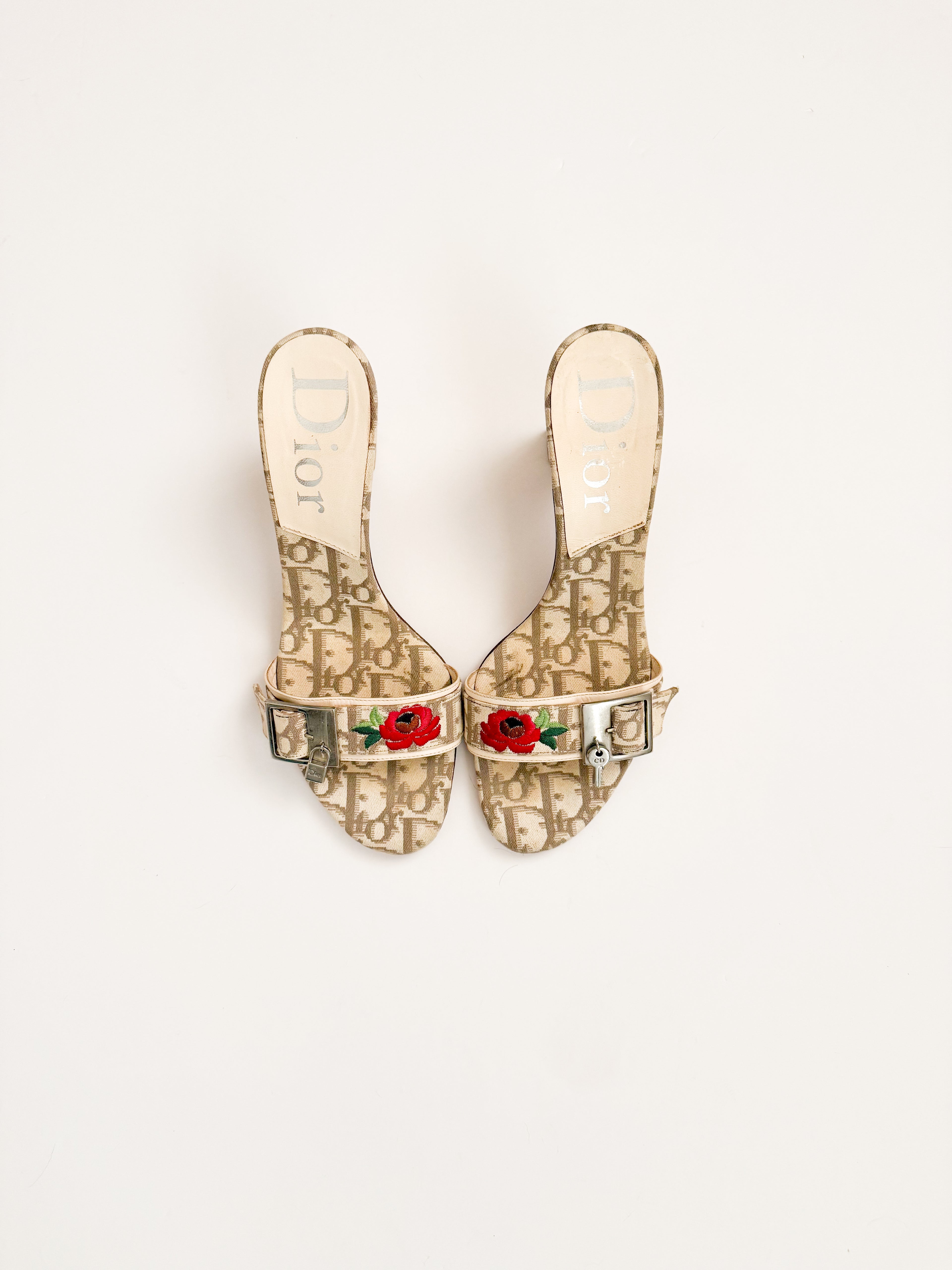 Christian Dior Trotter S/S 2005 Rose Lock & Key Heels
