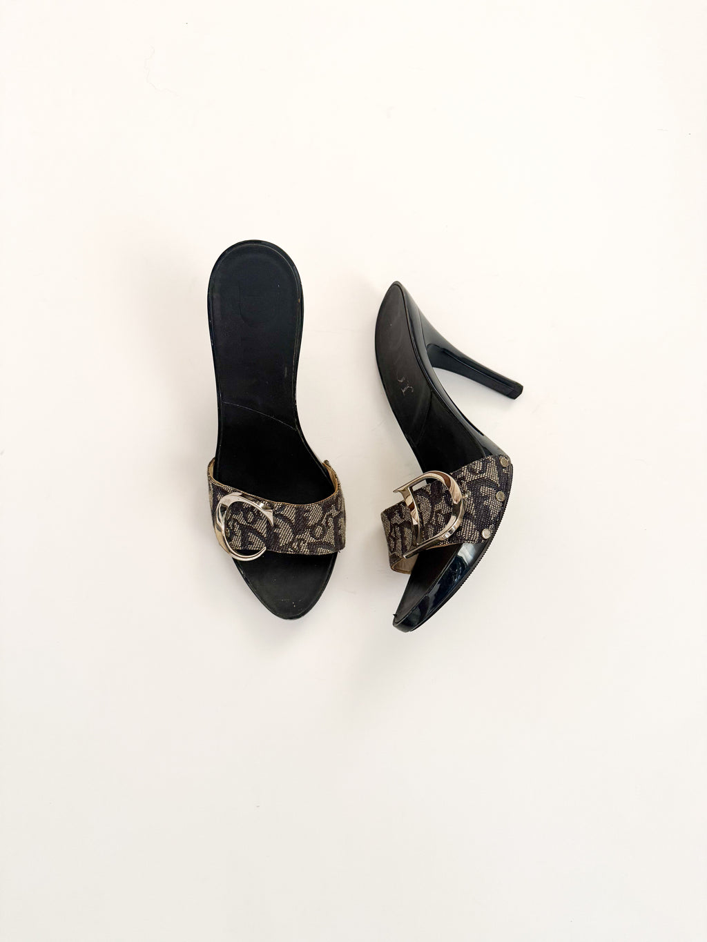 Christian Dior Blue Monogram Canvas Trotter Heels