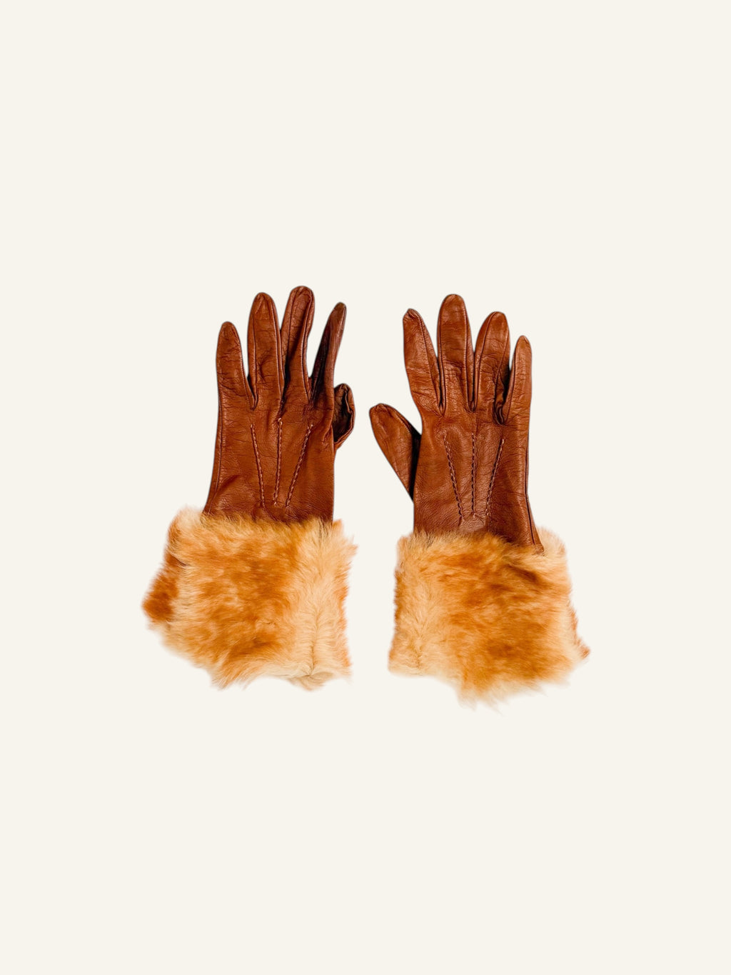 Dolce & Gabbana Brown Rabbit Fur Leather Gloves