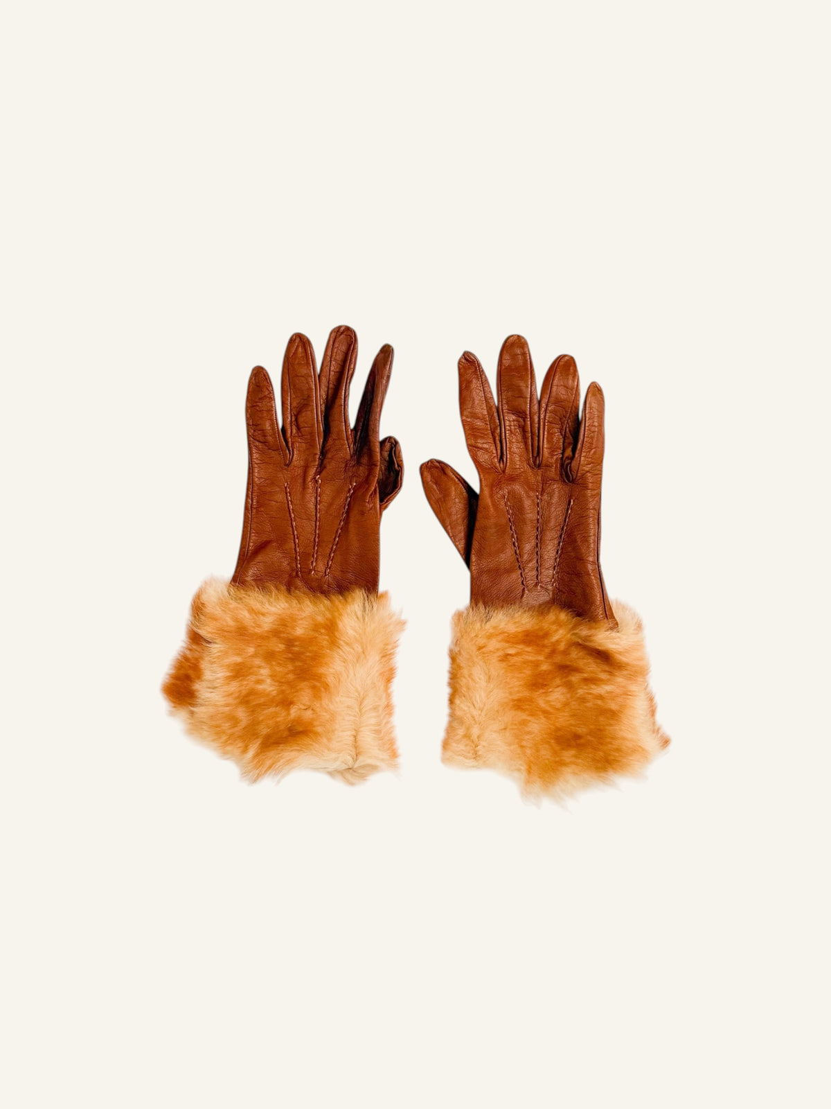 Dolce & Gabbana Brown Rabbit Fur Leather Gloves