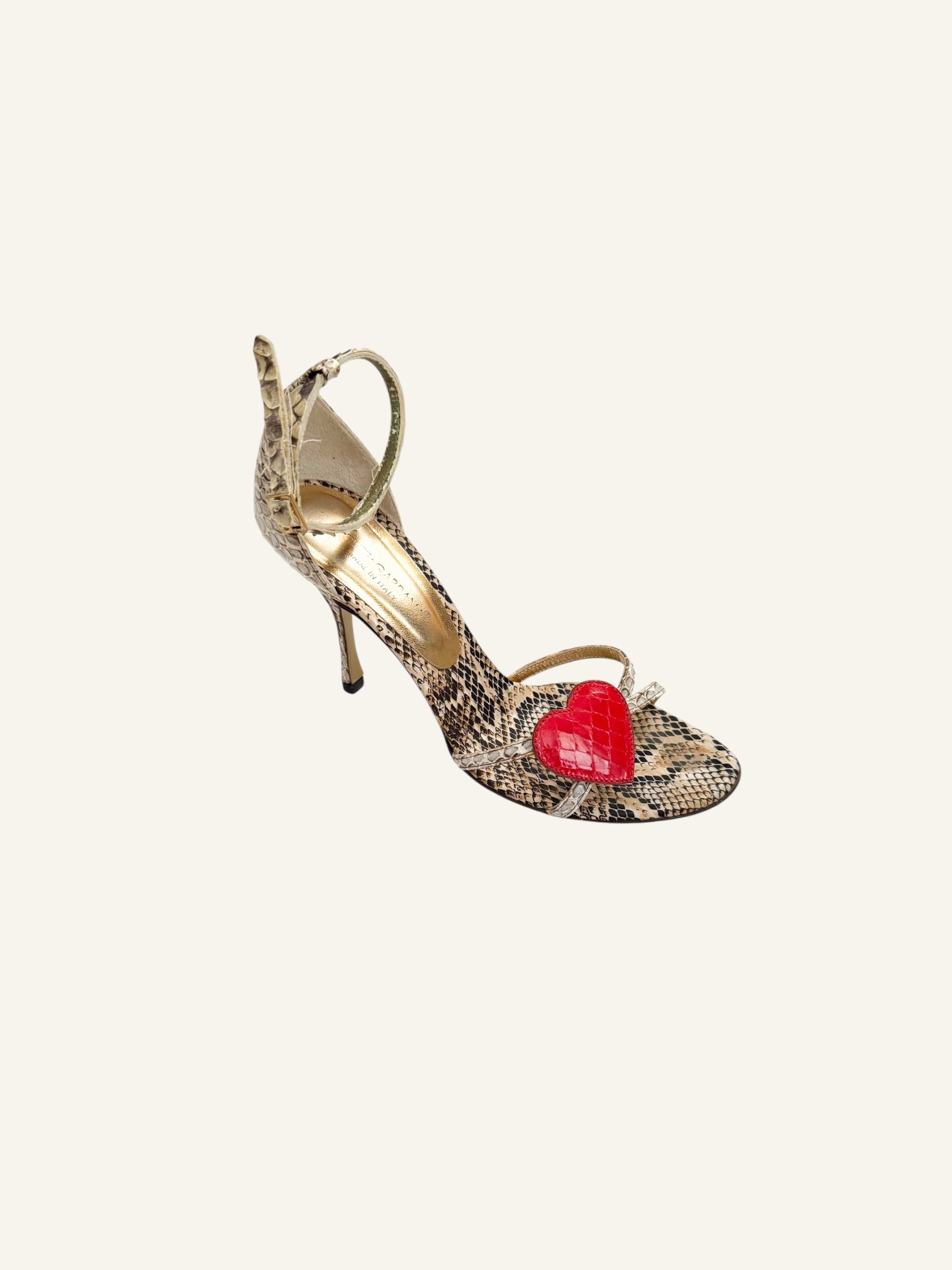 Dolce & Gabbana S/S 2005 Runway Snakeskin Heart Heels