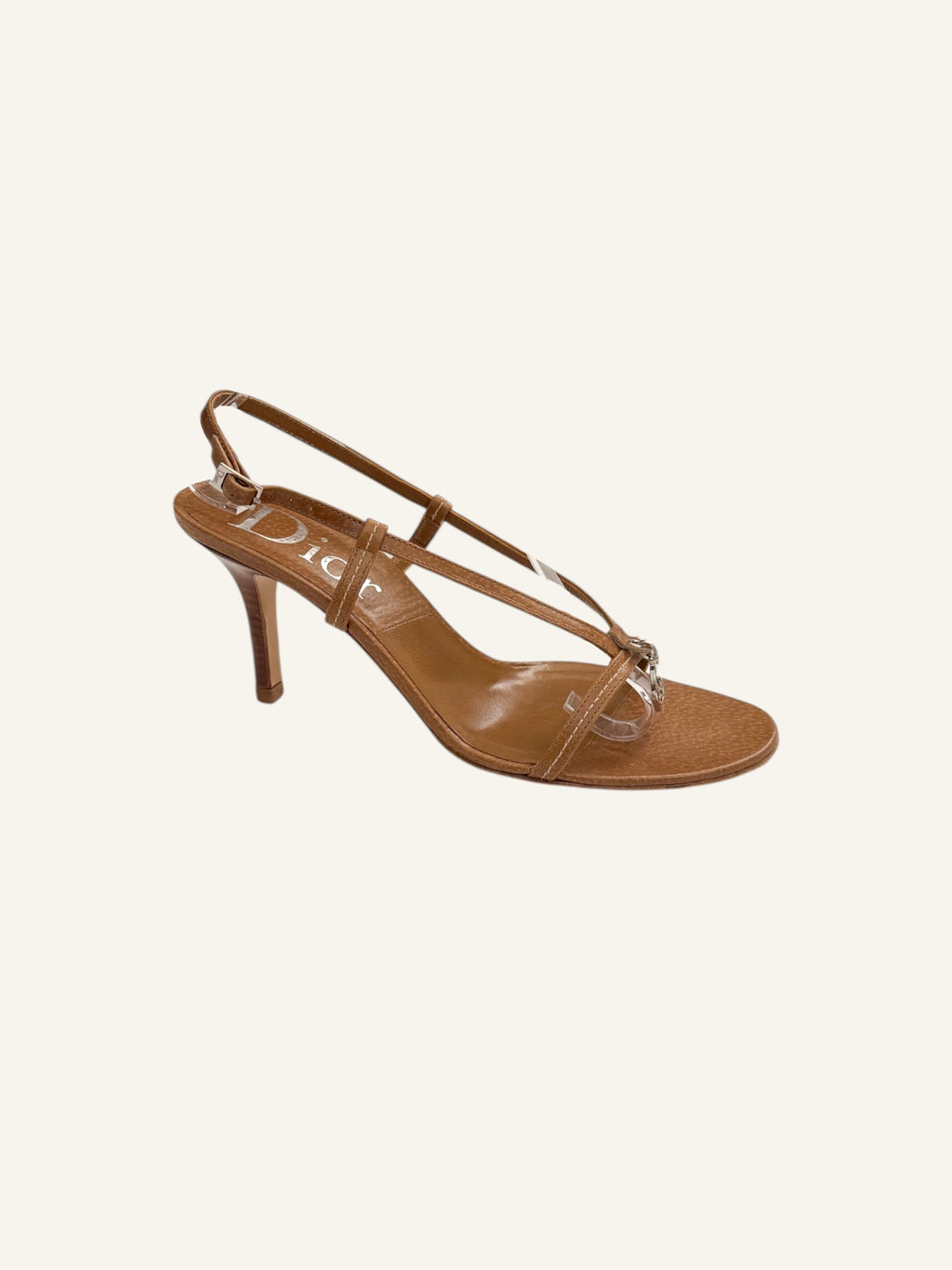 Christian Dior Tan Strappy Charm Slingback Heels