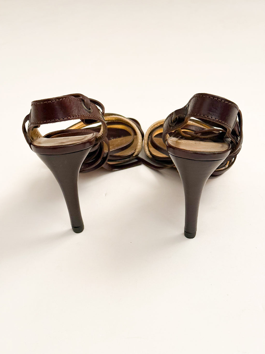 Dolce & Gabbana Brown Leather Lace Up Heels