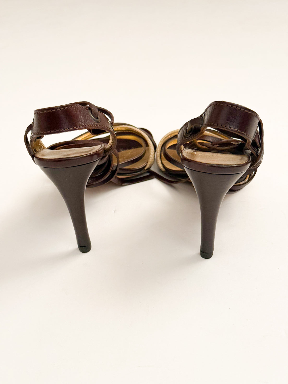 Dolce & Gabbana Brown Leather Lace Up Heels