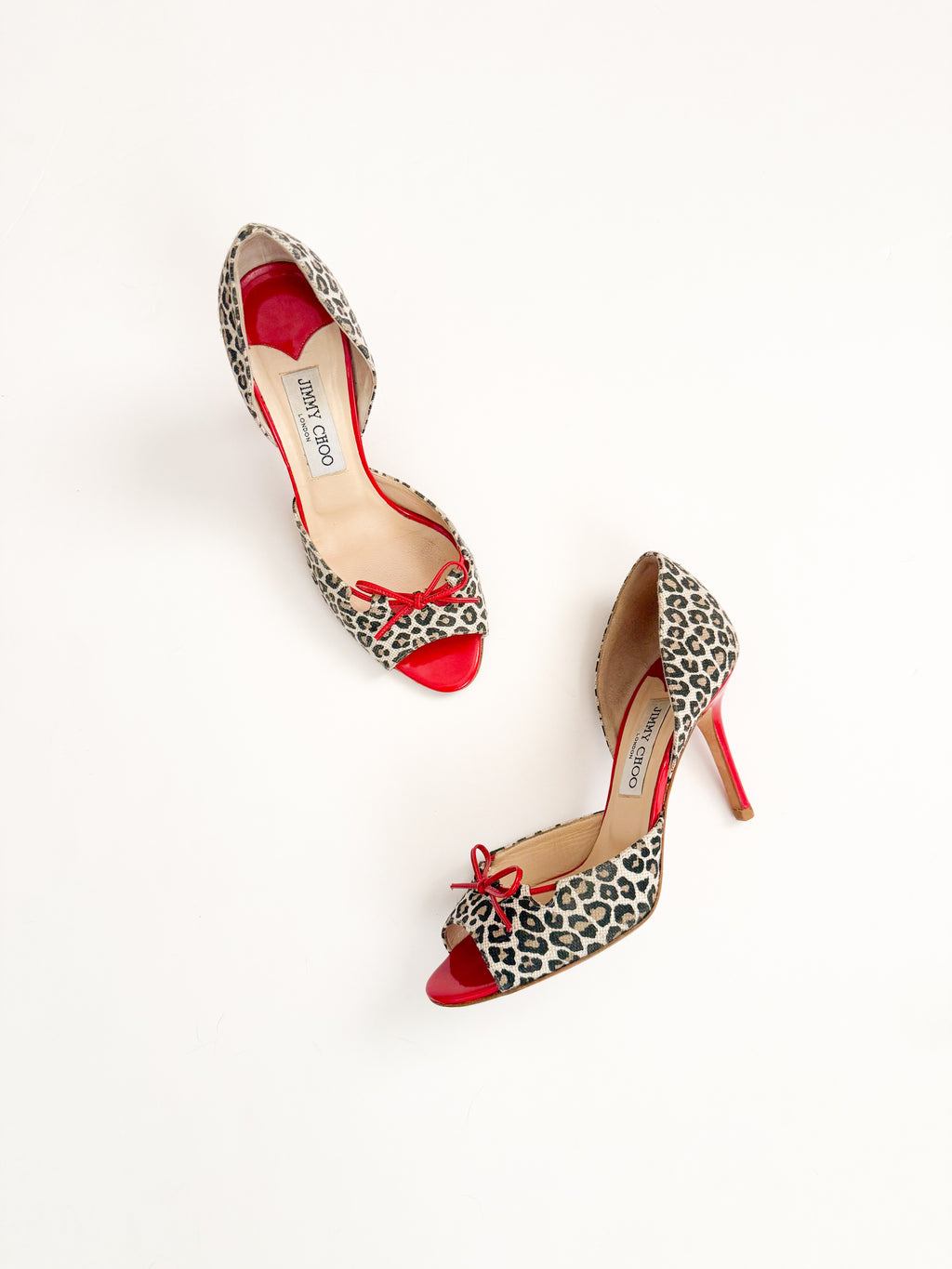 Jimmy Choo Red Bow Leopard D'Orsay Pumps