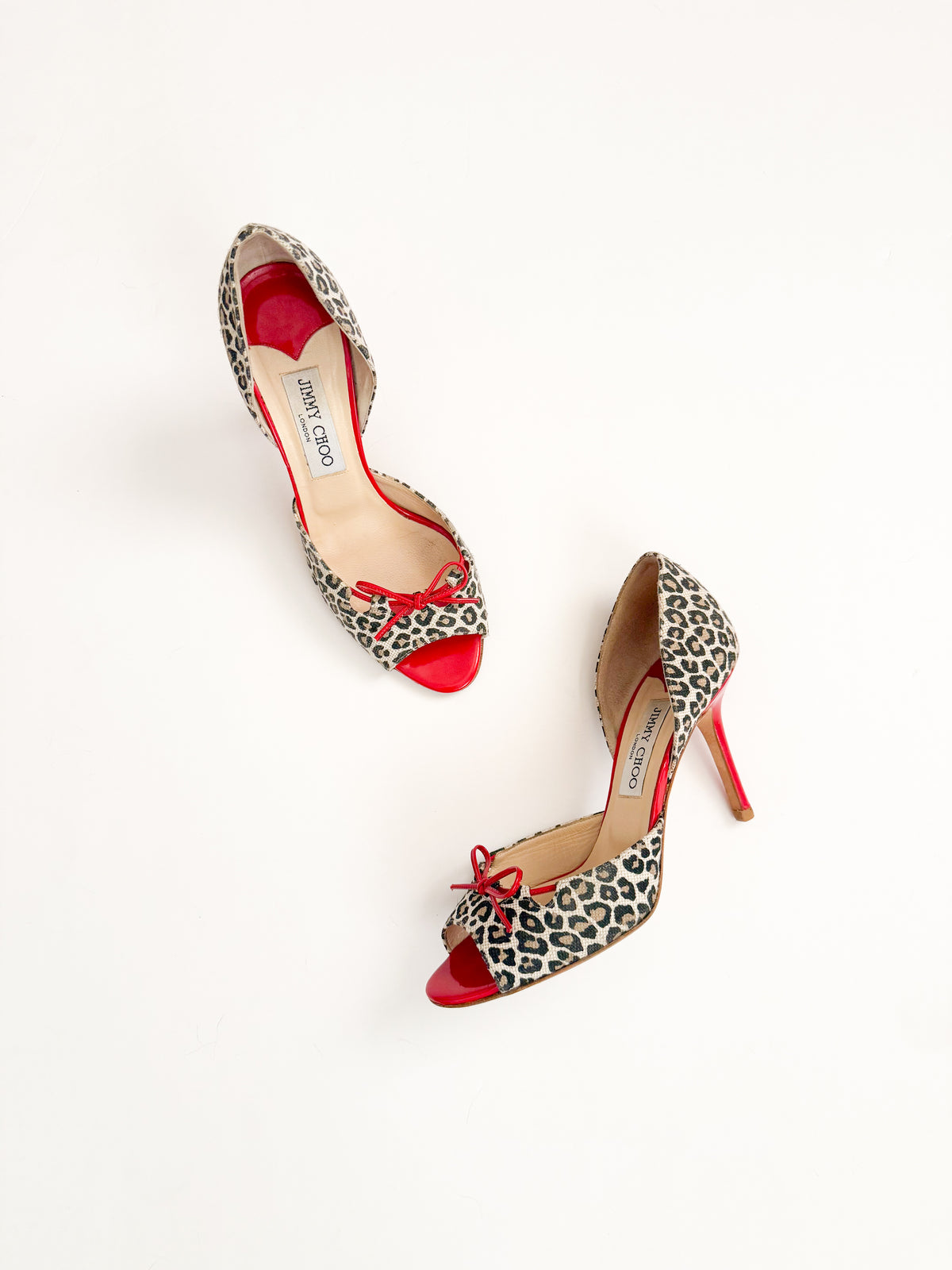 Jimmy Choo Red Bow Leopard D'Orsay Pumps