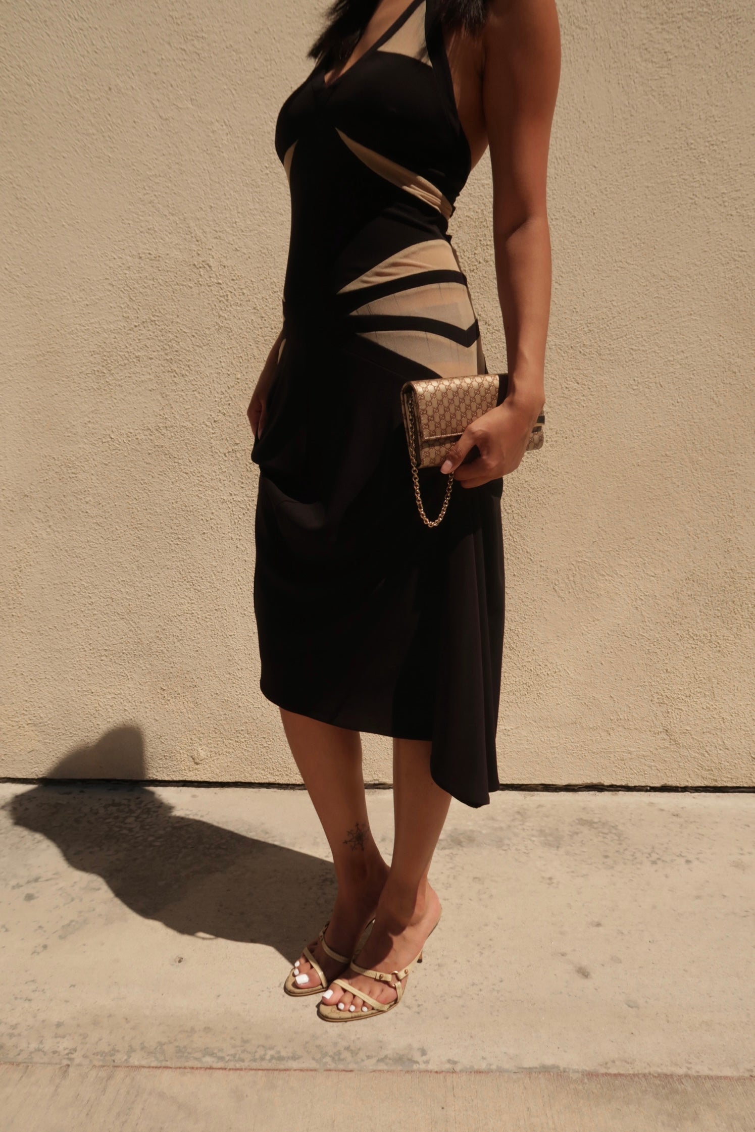 Vintage BCBG Black Cutout Halter Dress
