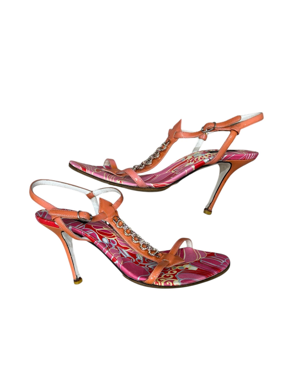Dolce & Gabbana Pink Patterned Jewel Heels