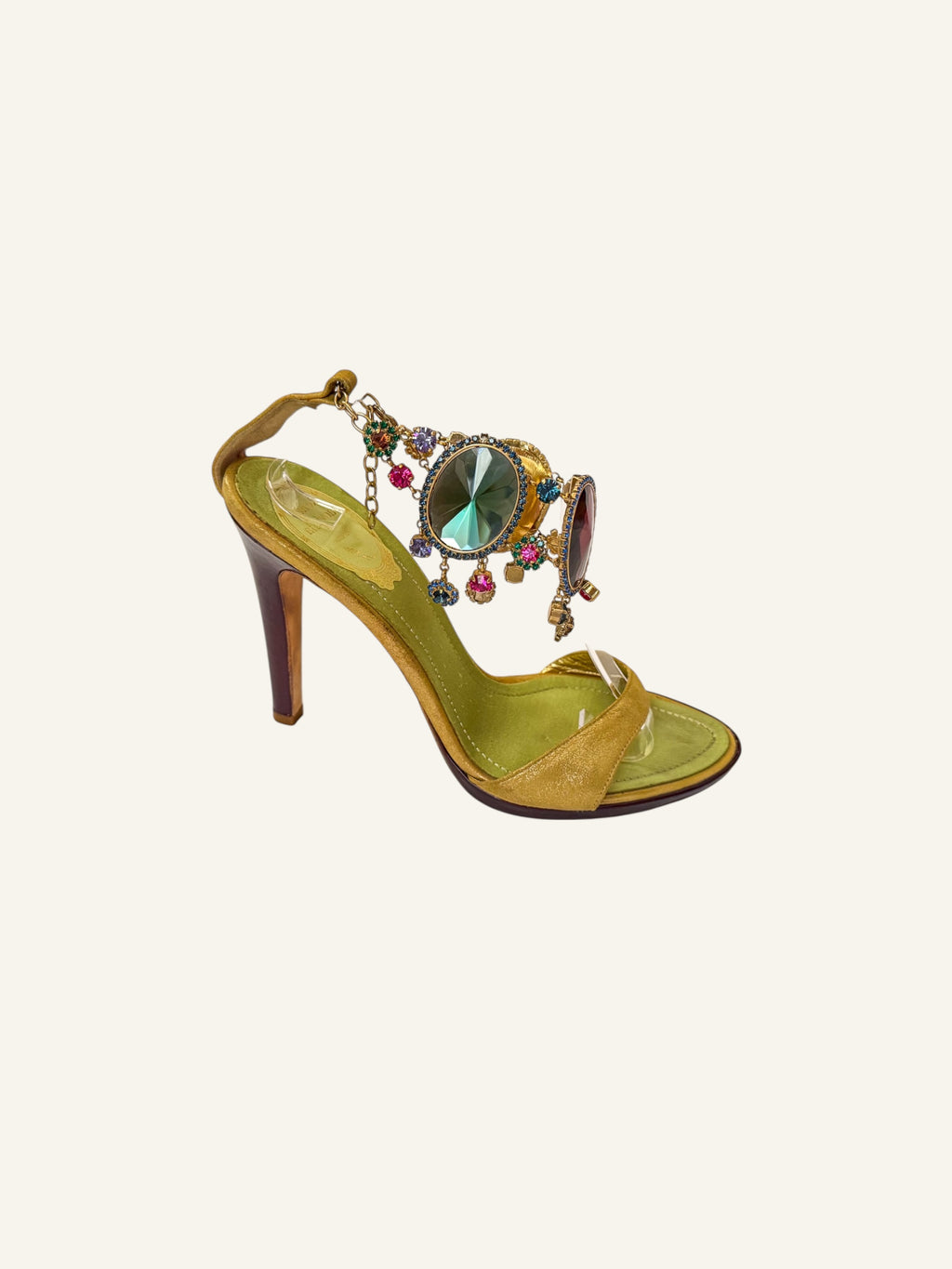 Rene Caovilla Green Jewel Embellished Heels