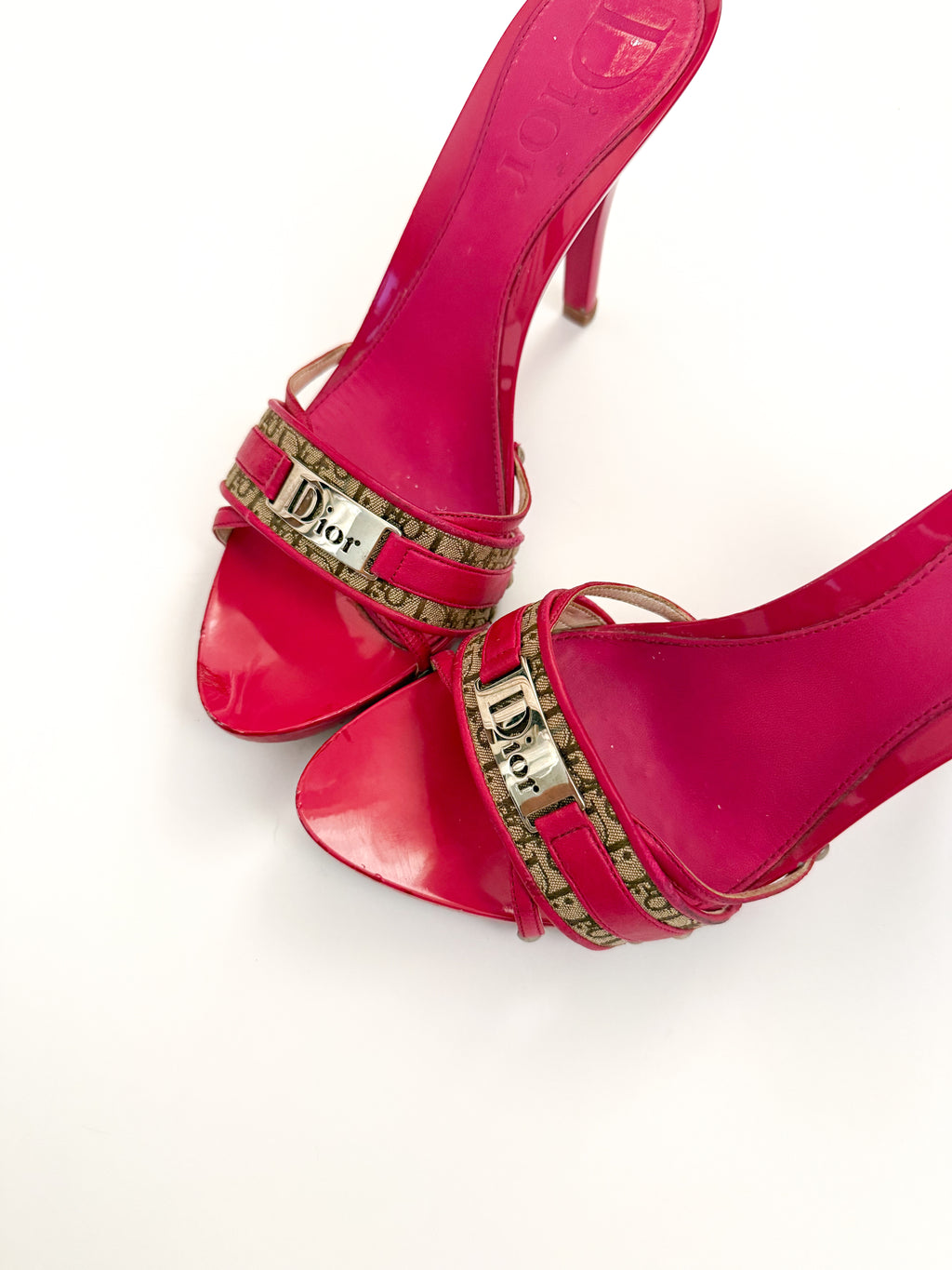 Christian Dior Hot Pink Trotter Monogram Heels