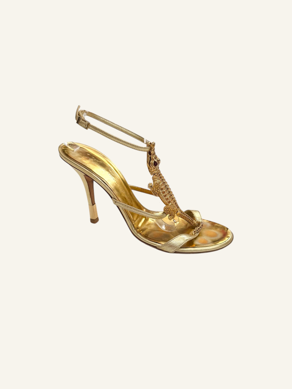 Giuseppe Zanotti S/S 2004 Gold Crocodile Heels