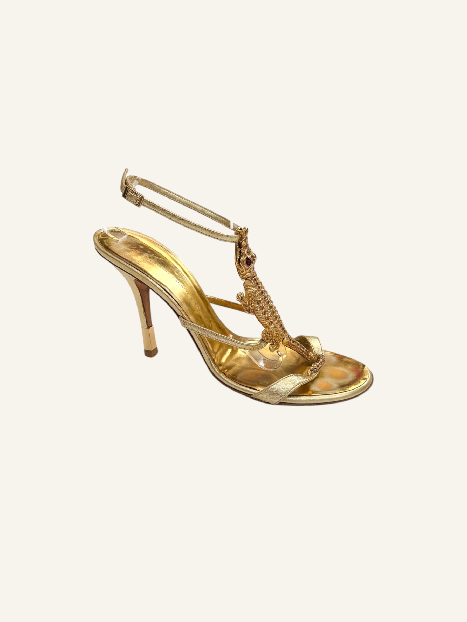Giuseppe Zanotti S/S 2004 Gold Crocodile Heels