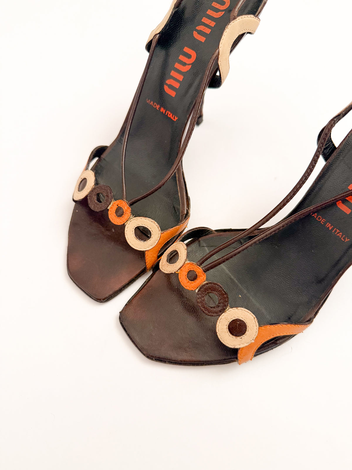 Miu Miu Dark Brown Circle Slingback Heels