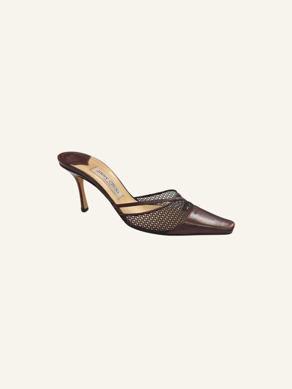 Jimmy Choo Brown Mesh Leather Mules