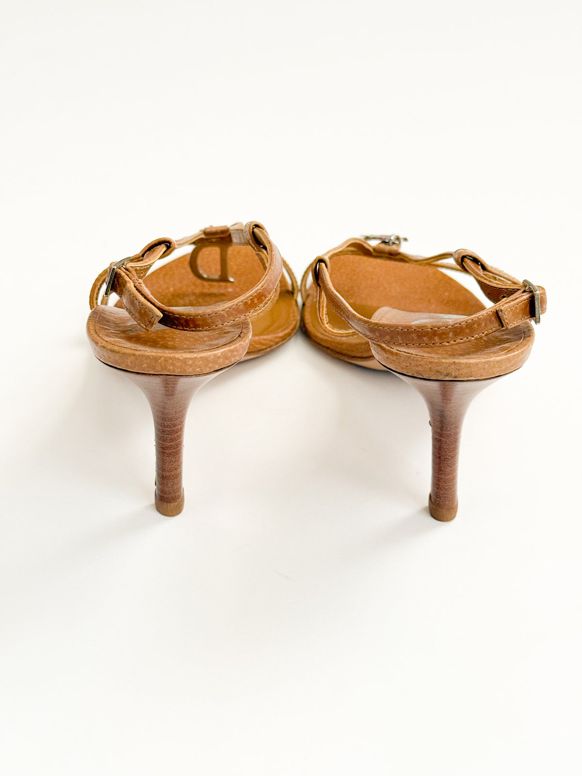 Christian Dior Tan Strappy Charm Slingback Heels