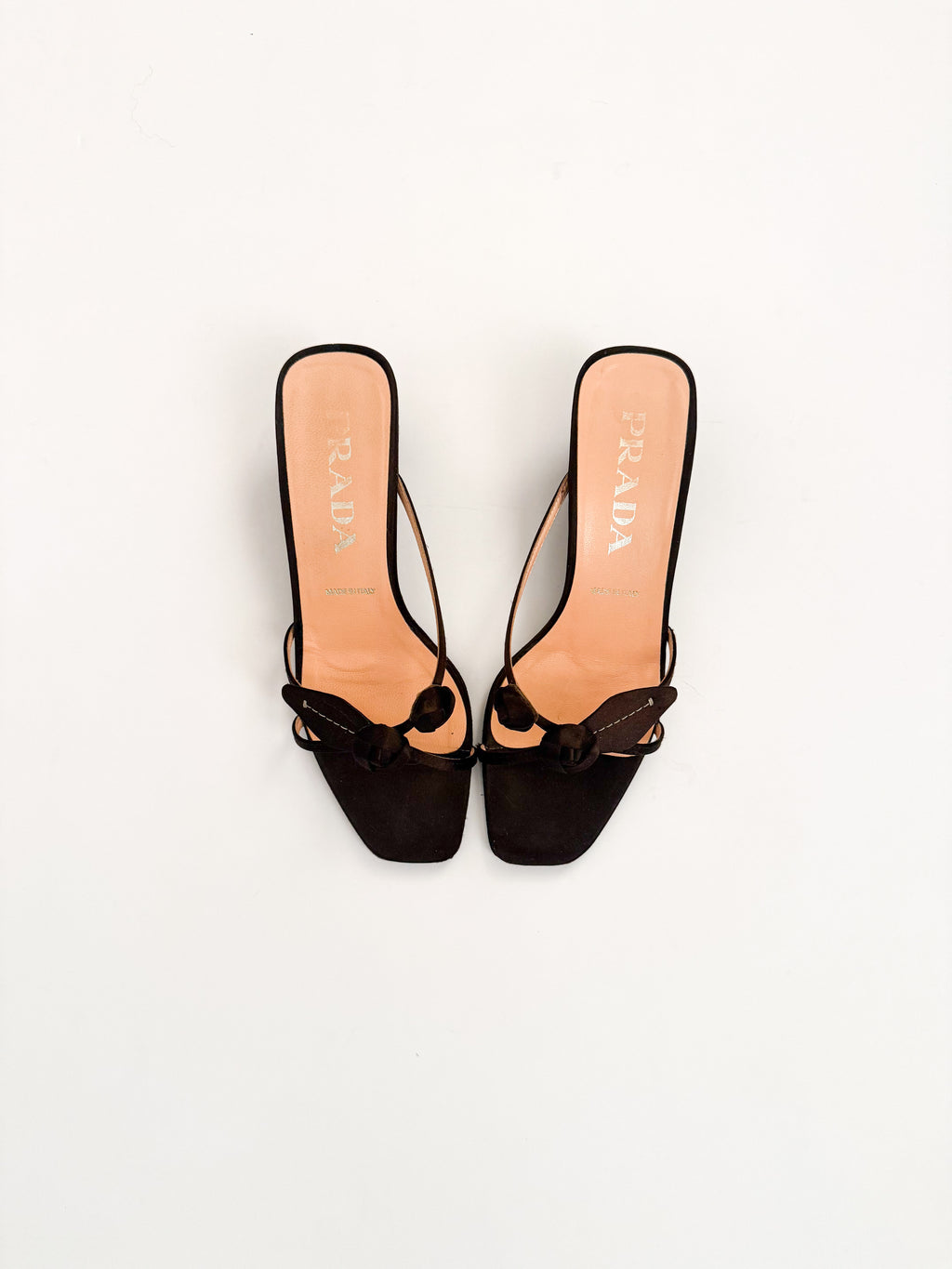 Prada Rosebud Black Satin Kitten Heels