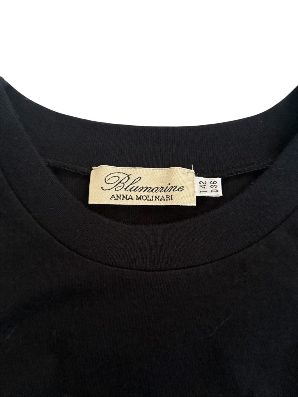 Blumarine Black Floral Ruffle Short Sleeve Top