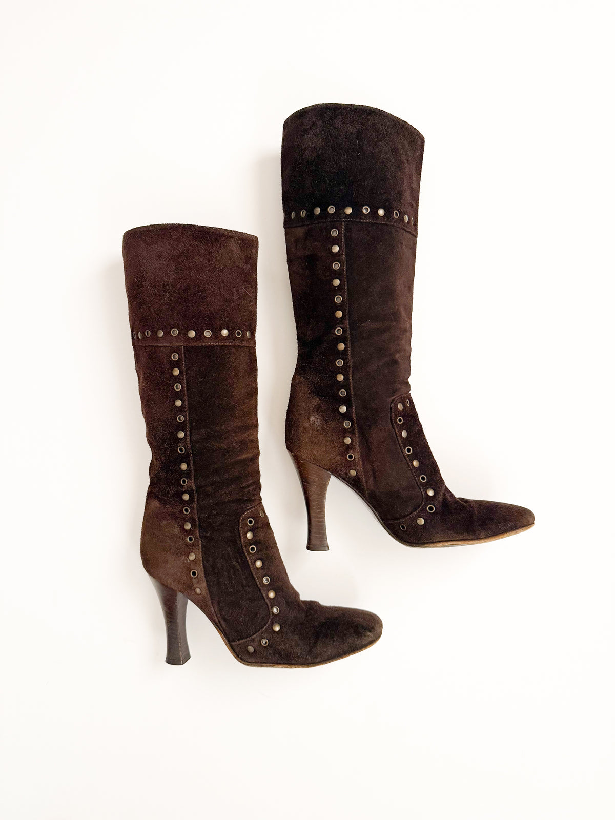 Dolce & Gabbana Brown Suede Studded Boots
