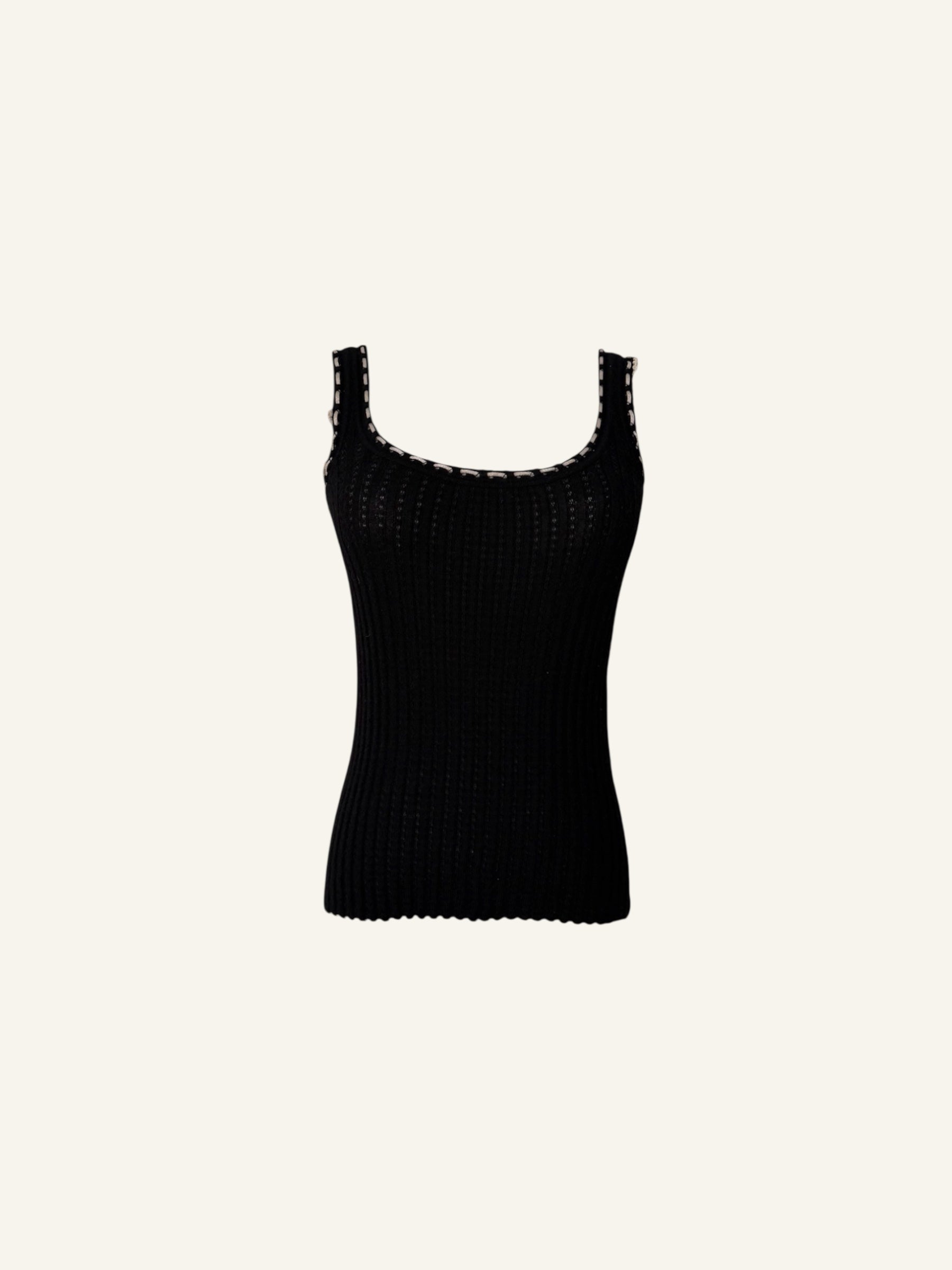 Dolce & Gabbana Black Cashmere Embroidered Top