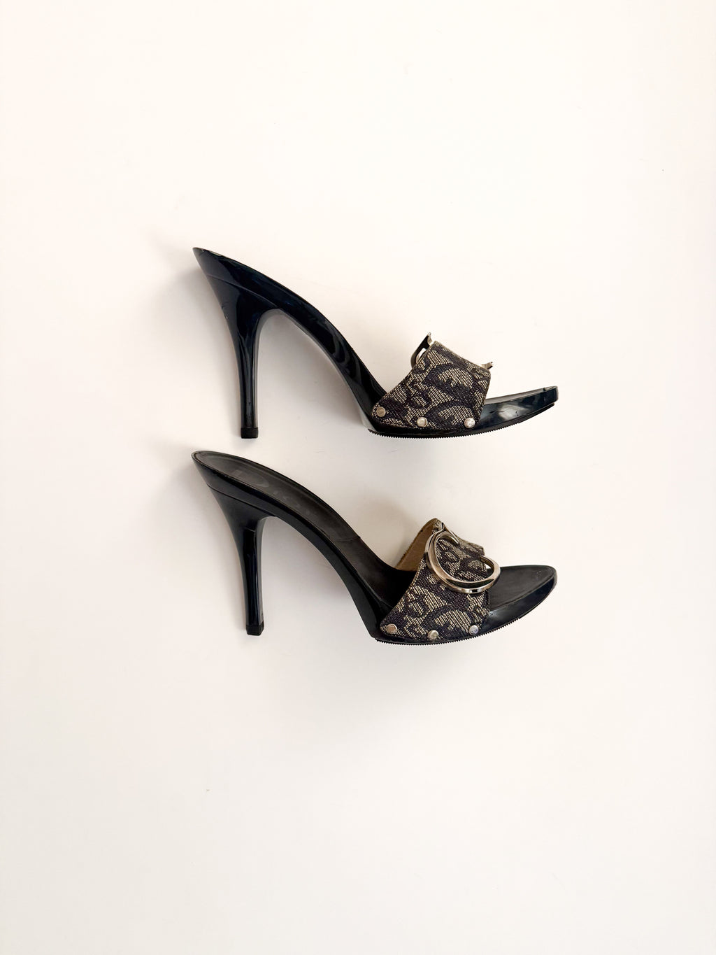 Christian Dior Blue Monogram Canvas Trotter Heels