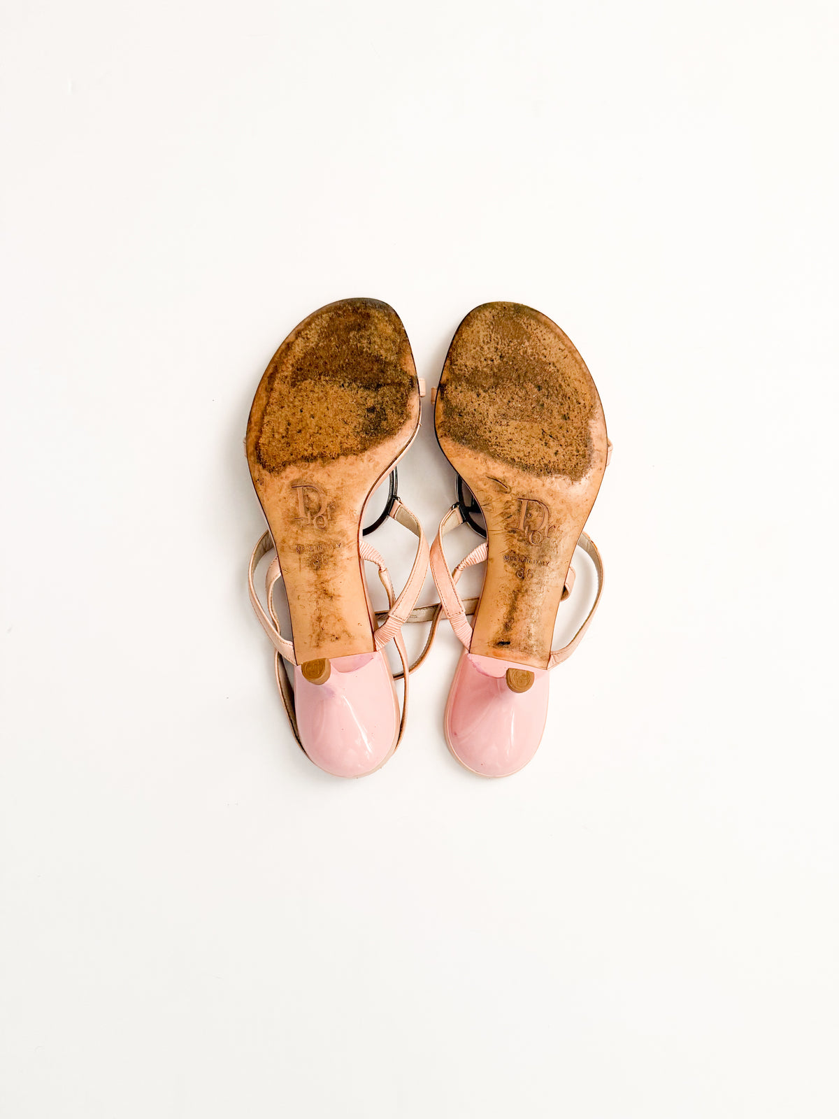 Christian Dior Pink Leather Logo Slingback Heels