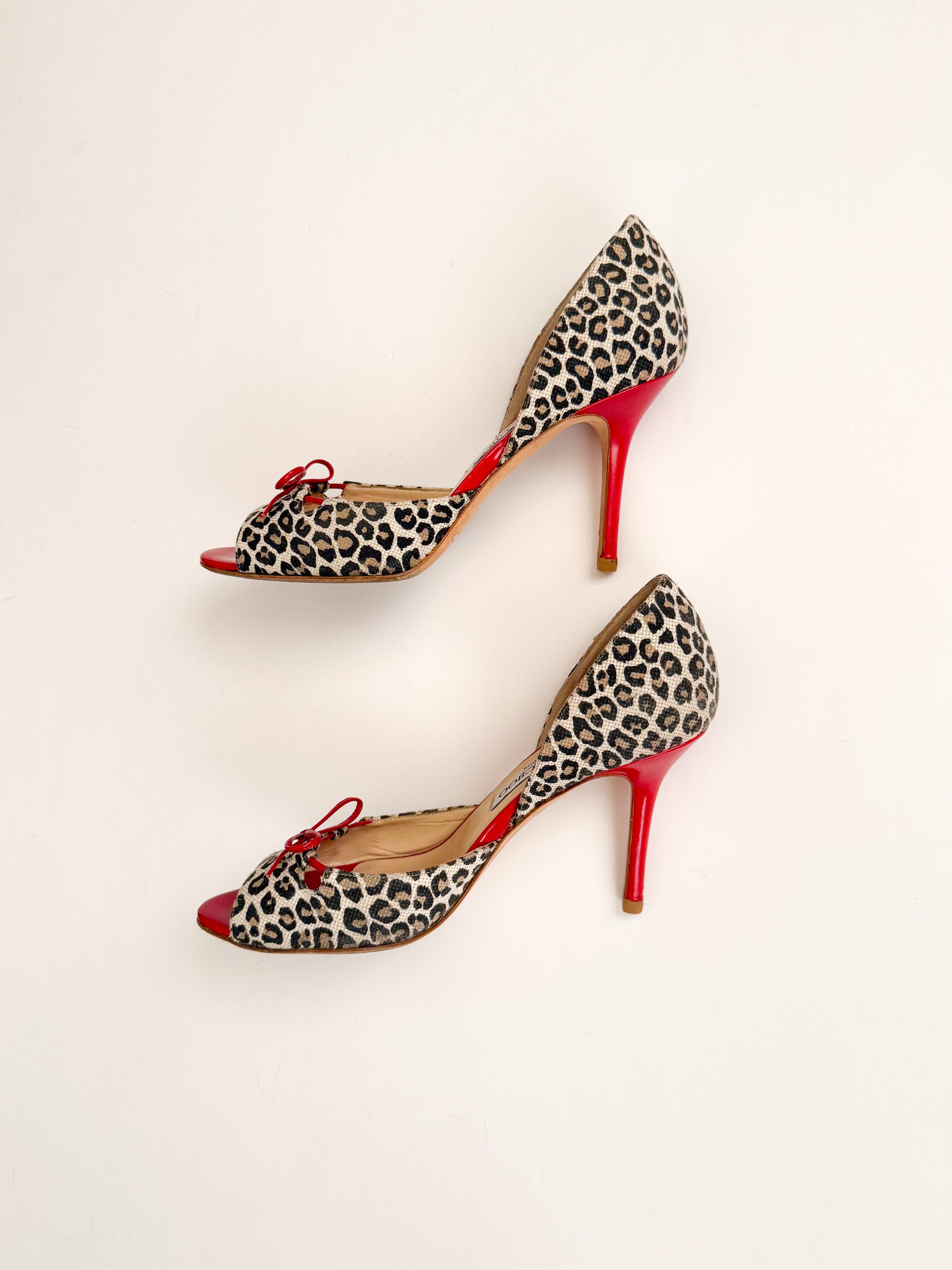 Jimmy Choo Red Bow Leopard D'Orsay Pumps