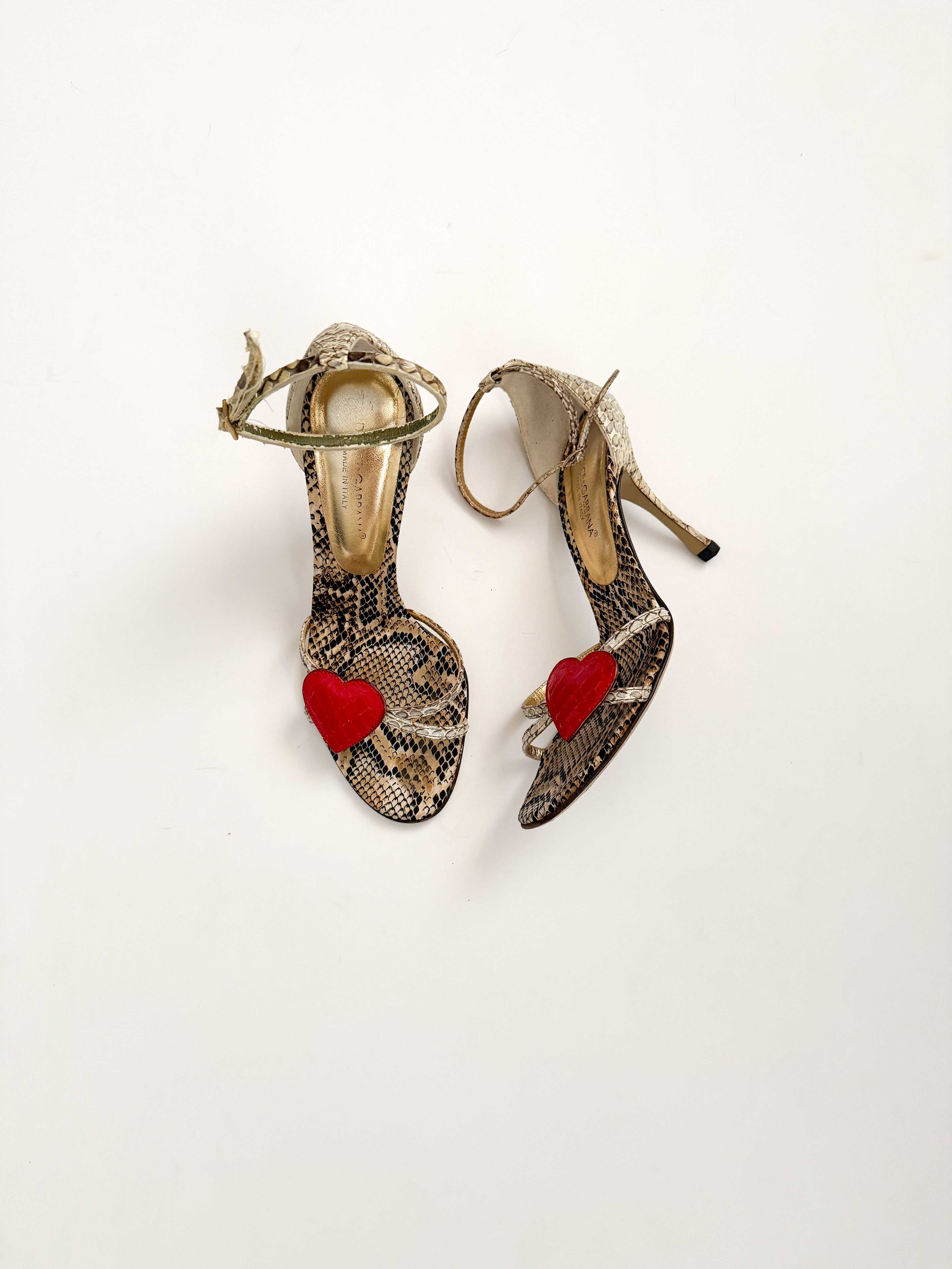 Dolce & Gabbana S/S 2005 Runway Snakeskin Heart Heels