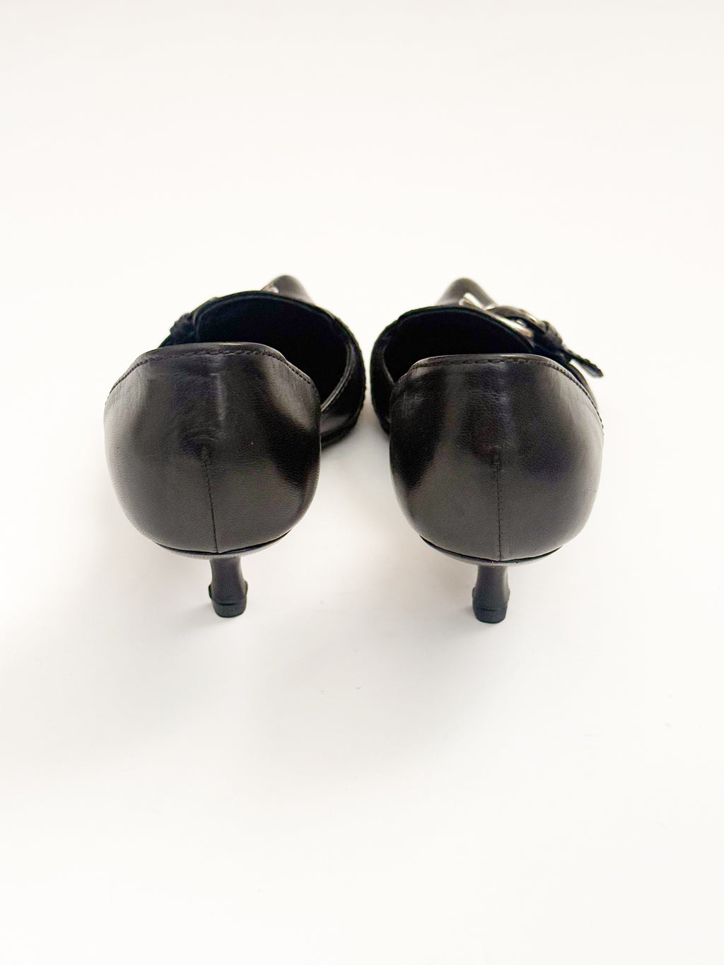 Prada SS2002 Black Buckle Leather d'Orsay Pumps