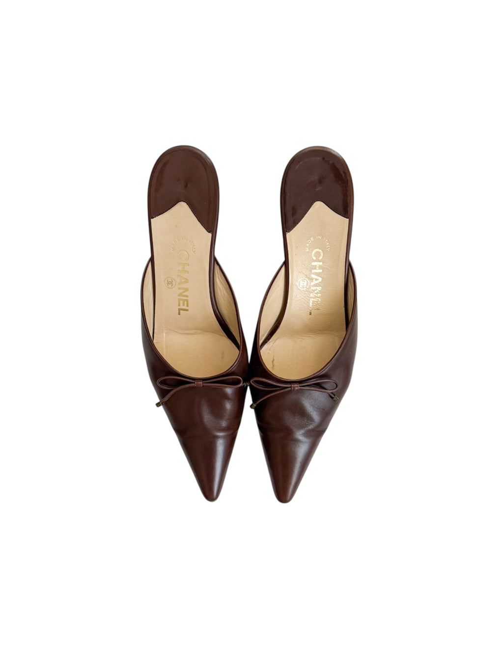Chanel by Karl Lagerfield Brown Leather Mules