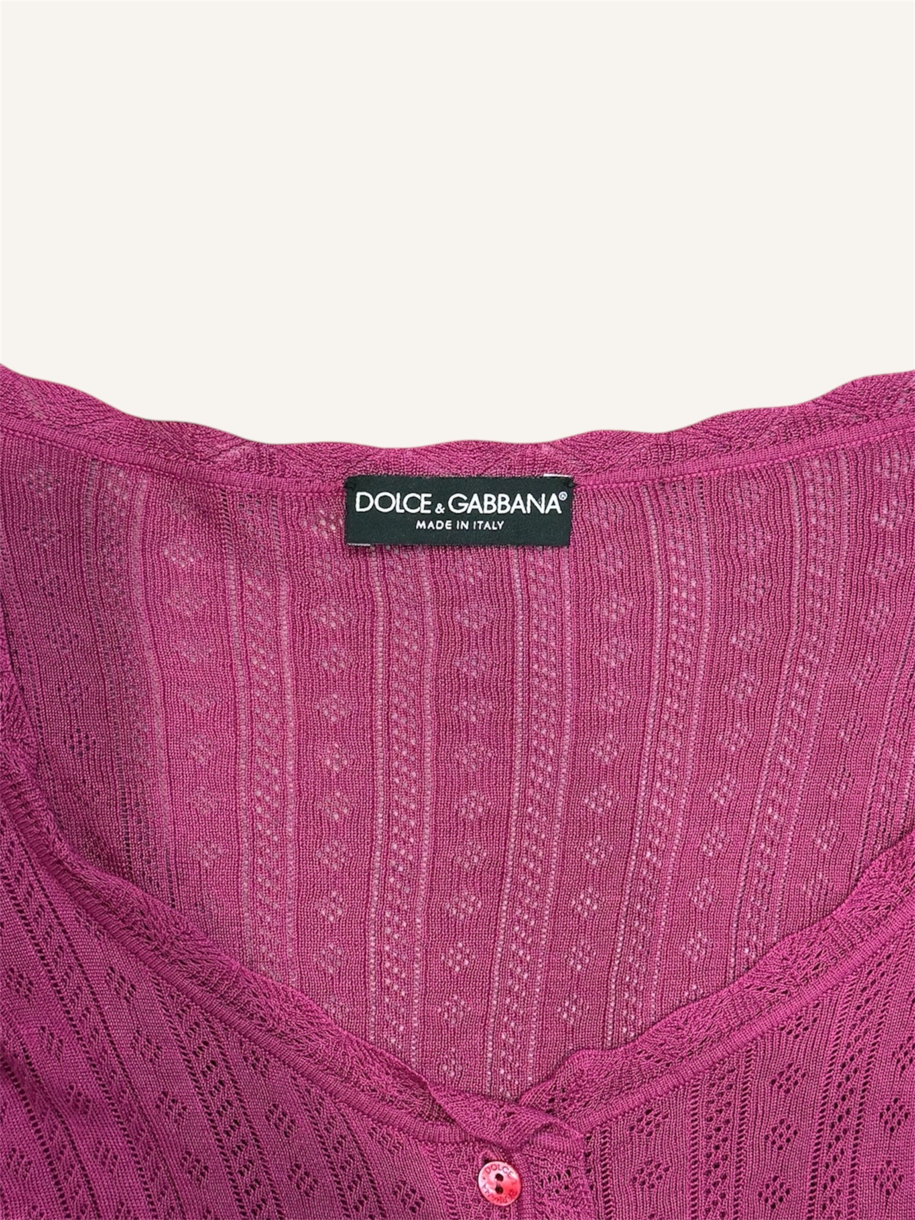 Dolce & Gabbana Pink Pointelle Milkmaid Top