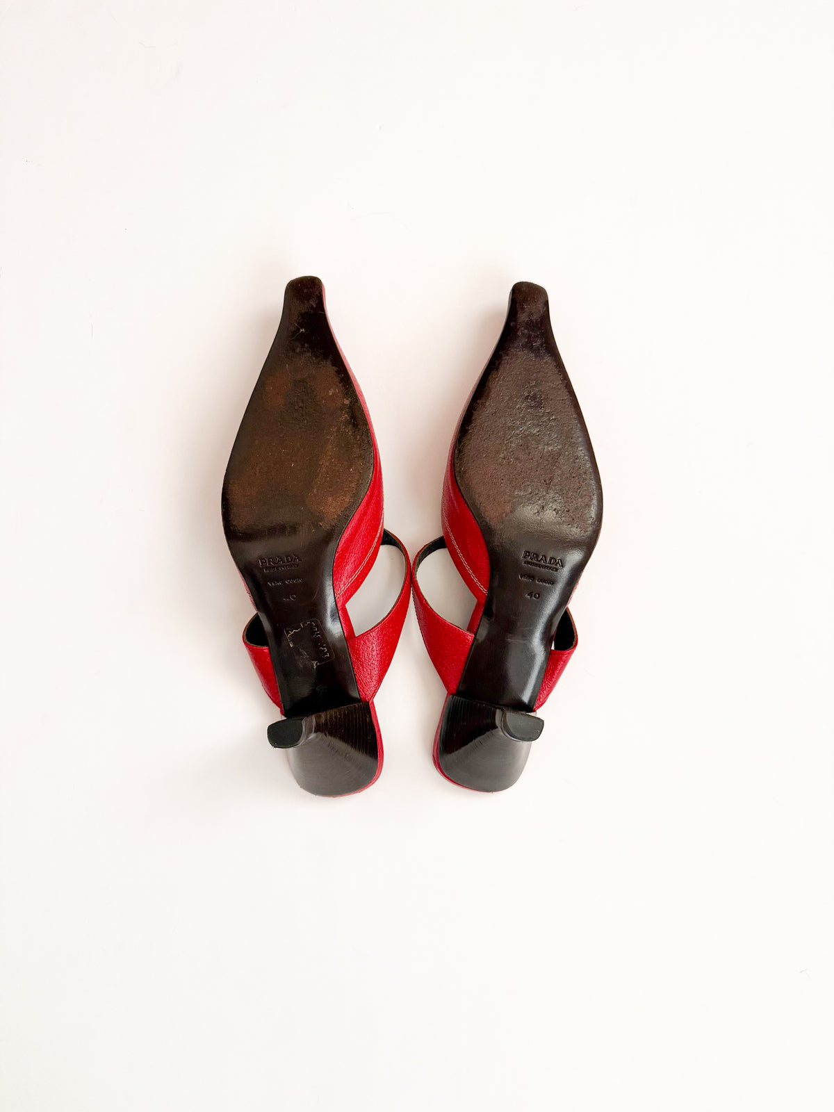 Prada S/S 2000 Red Flower Pointed Mules