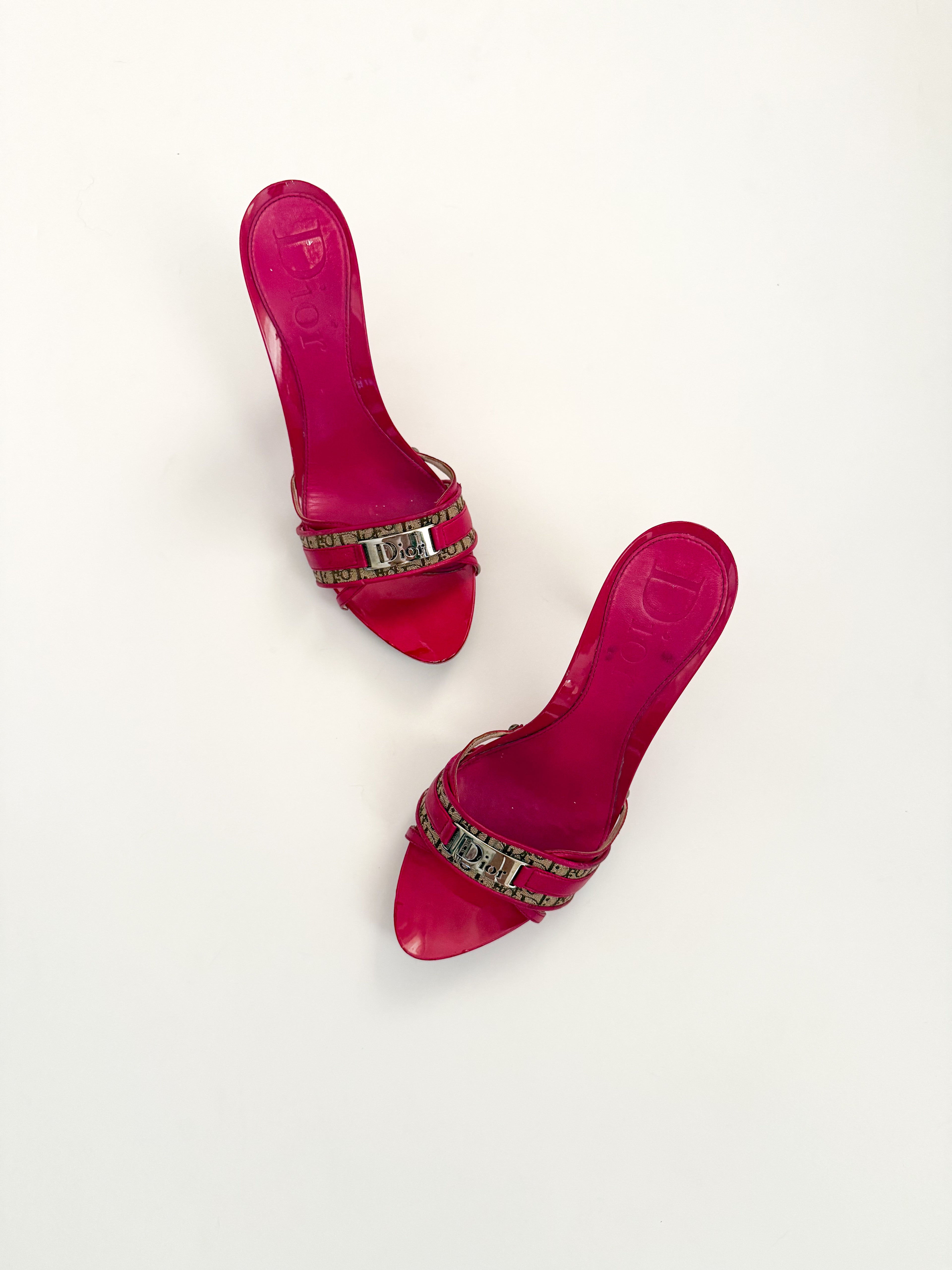 Christian Dior Hot Pink Trotter Monogram Heels