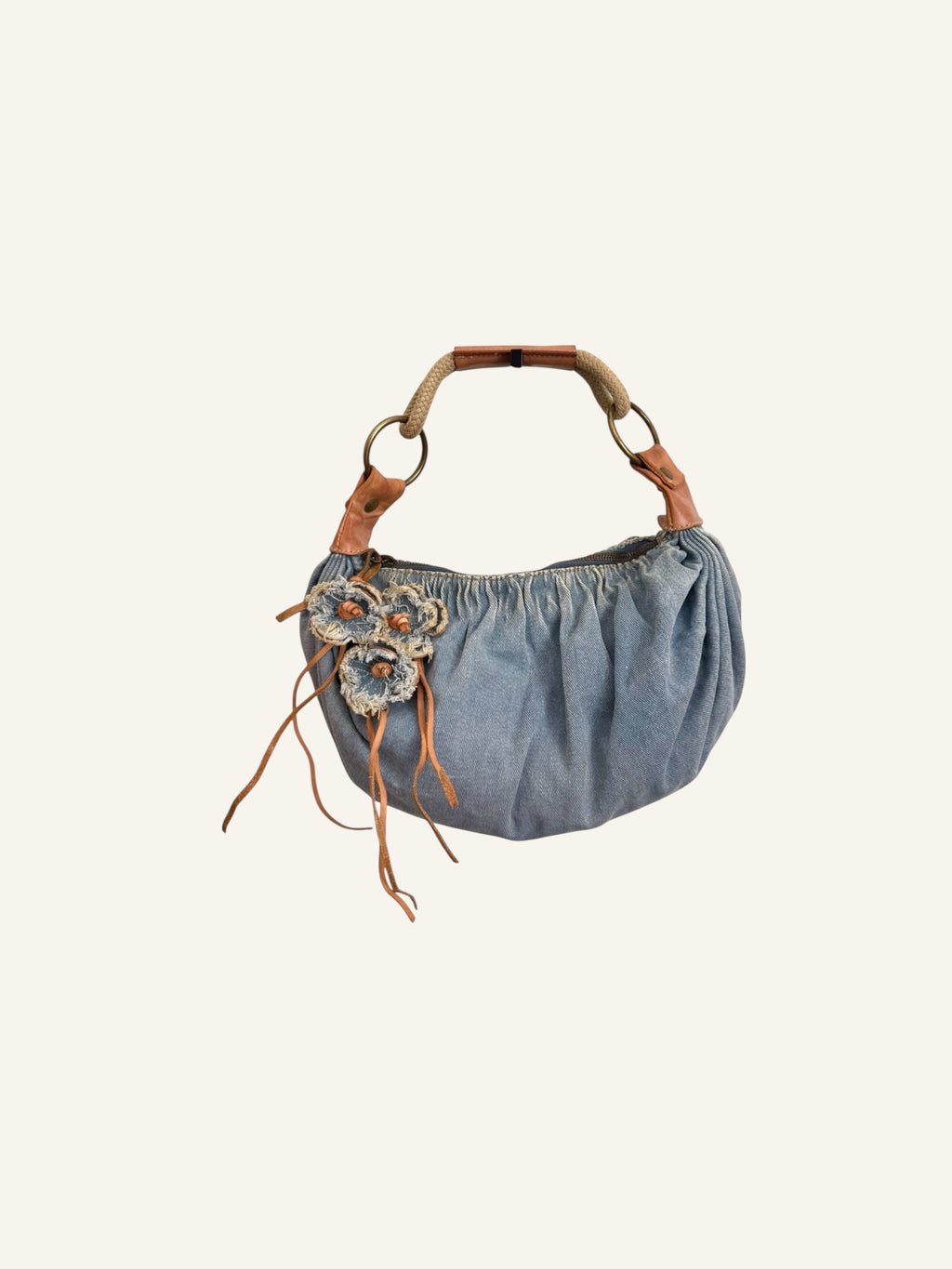 Miu Miu Denim Flower Appliqué Bag