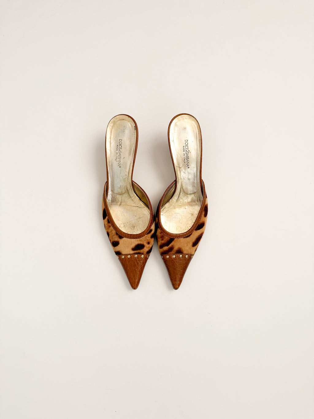 Dolce & Gabbana Leopard Ponyhair Pointed Mules