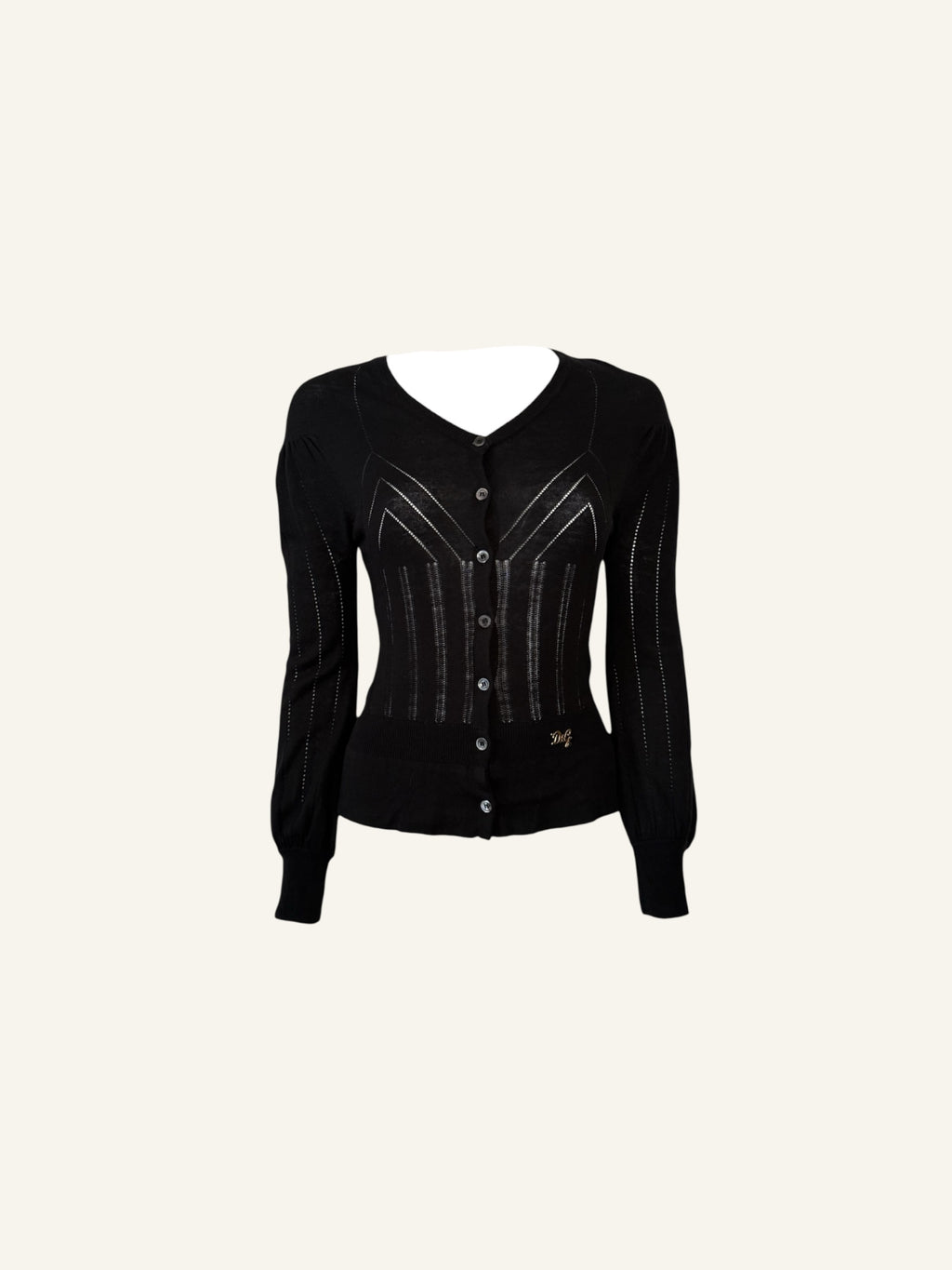 Dolce & Gabbana Black Pointelle Button Cardigan