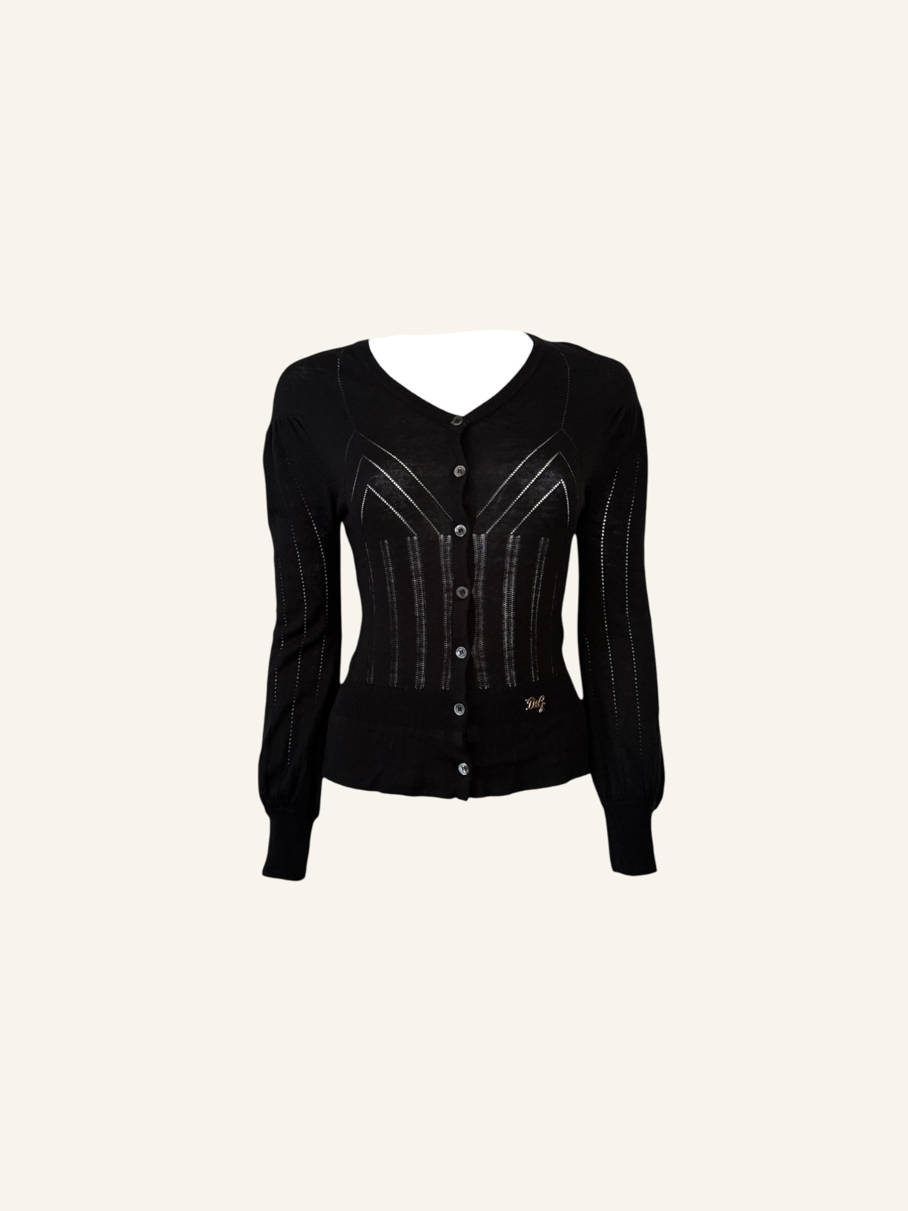 Dolce & Gabbana Black Pointelle Button Cardigan