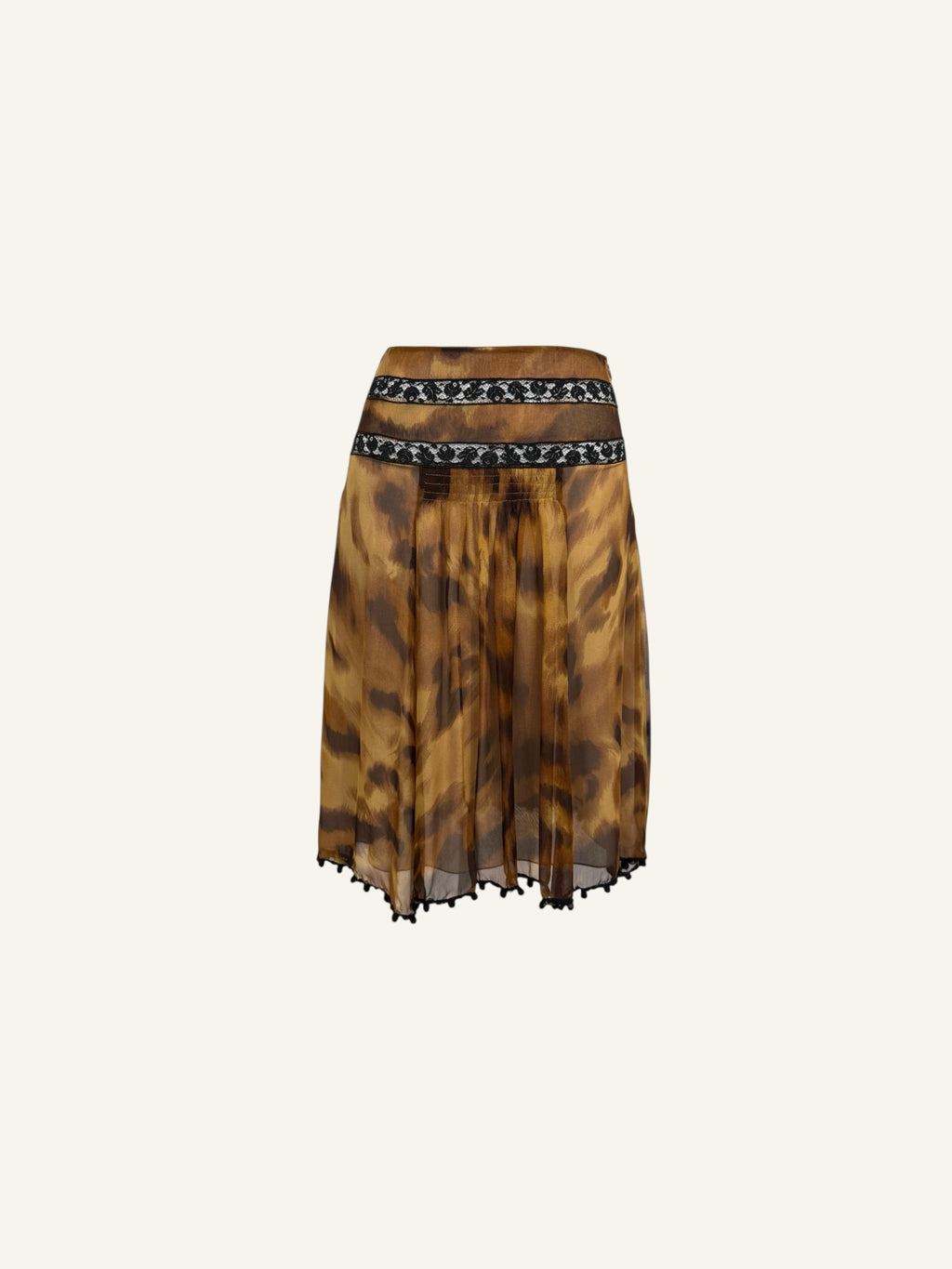 Blumarine Silk Leopard Print Skirt