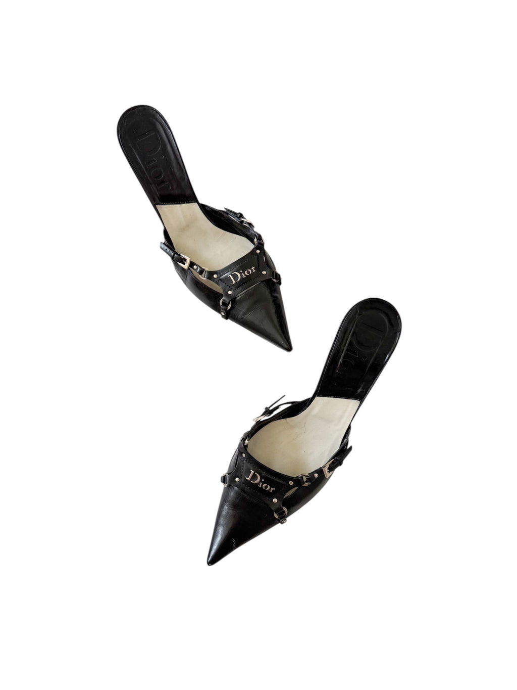 Christian Dior F/W 2003 Black Leather Bondage Mules