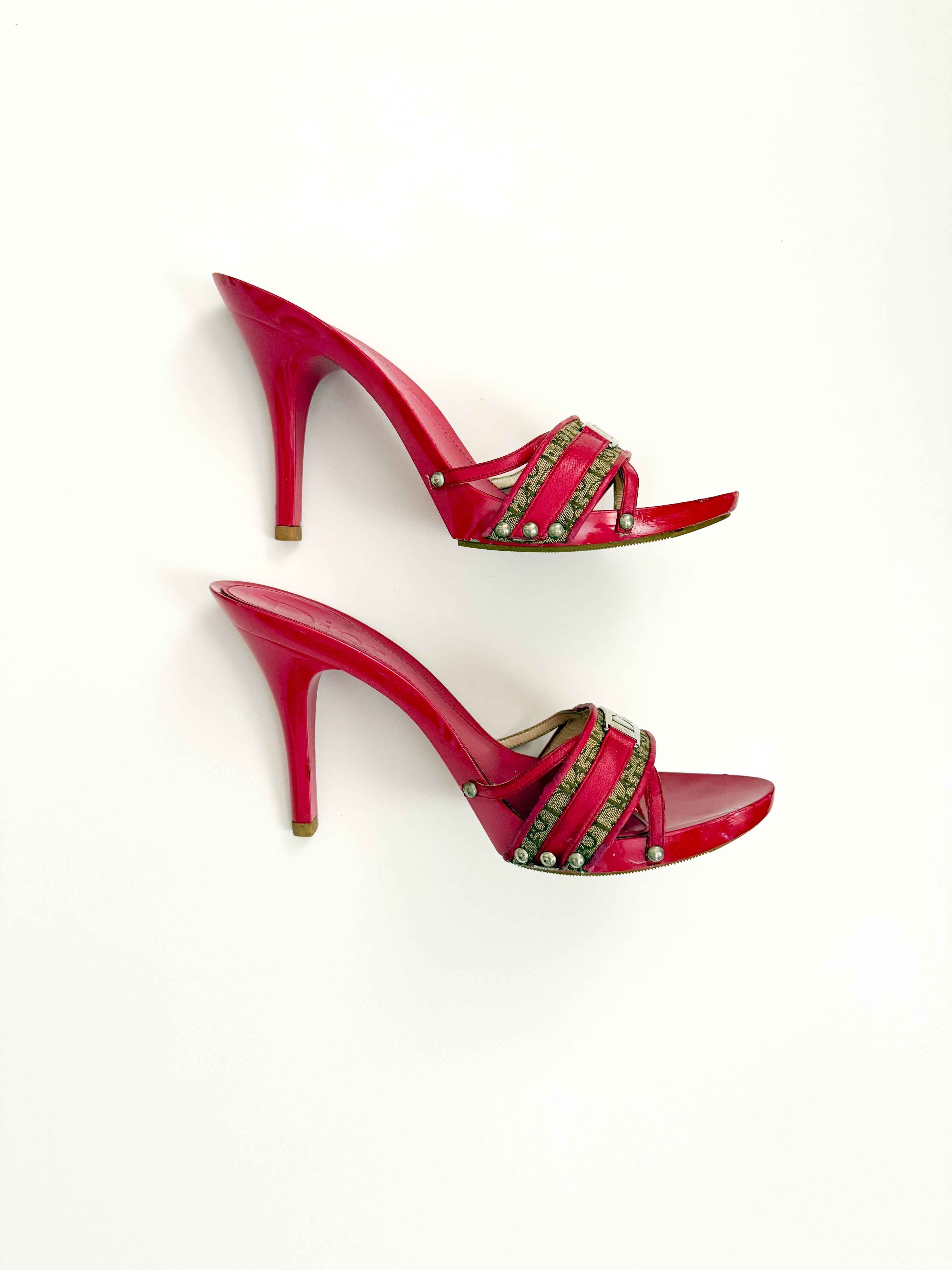 Christian Dior Hot Pink Trotter Monogram Heels
