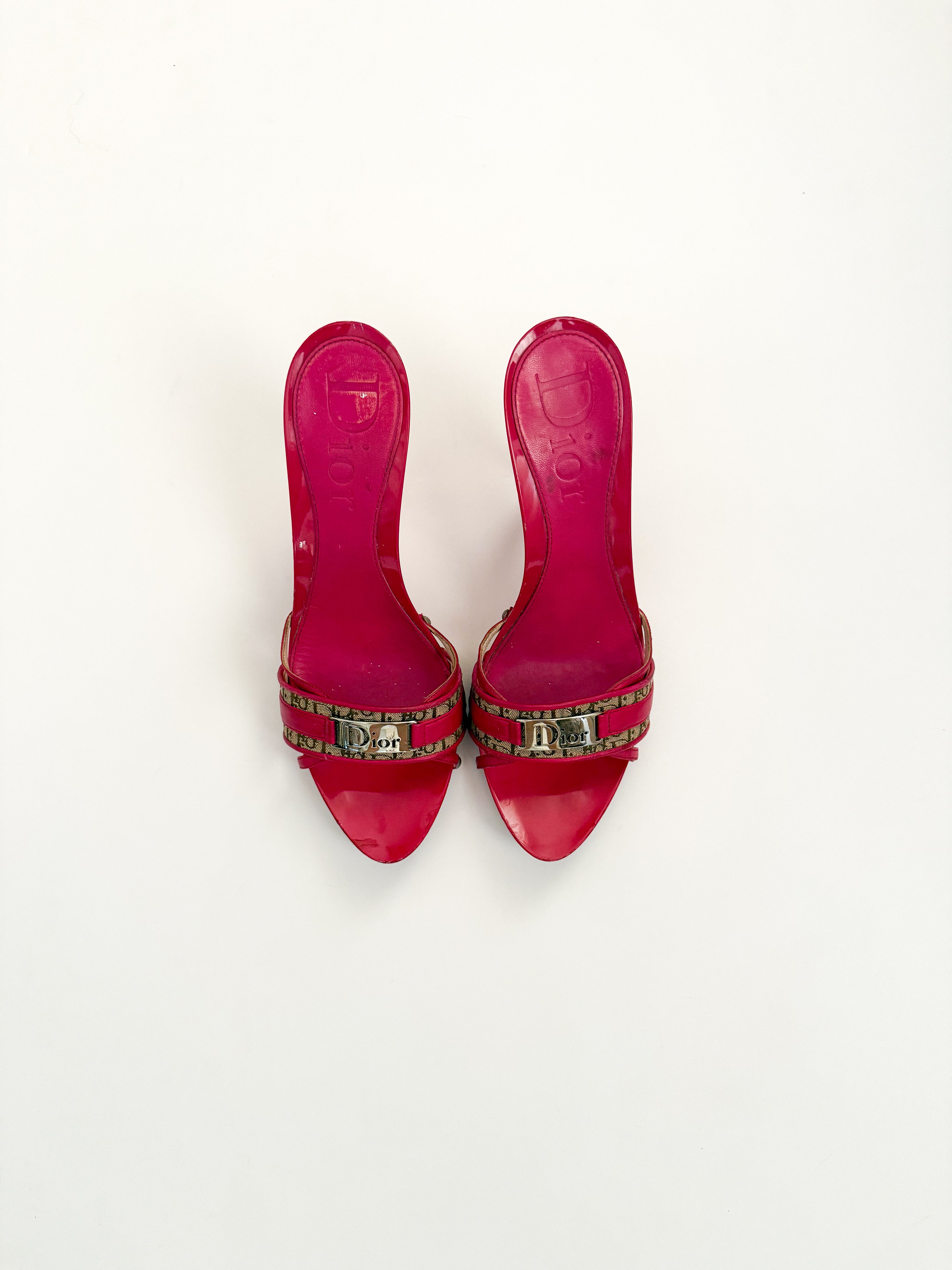 Christian Dior Hot Pink Trotter Monogram Heels