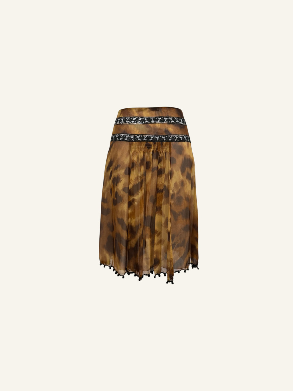 Blumarine Silk Leopard Print Skirt