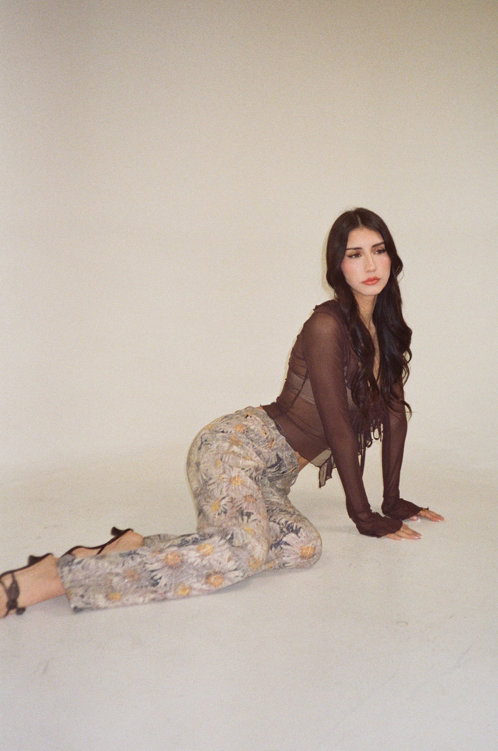 Just Cavalli Grey Flower Patterned Pants
