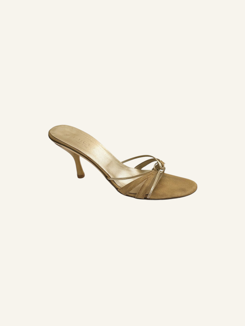 Gucci Gold Strappy Leather Heels