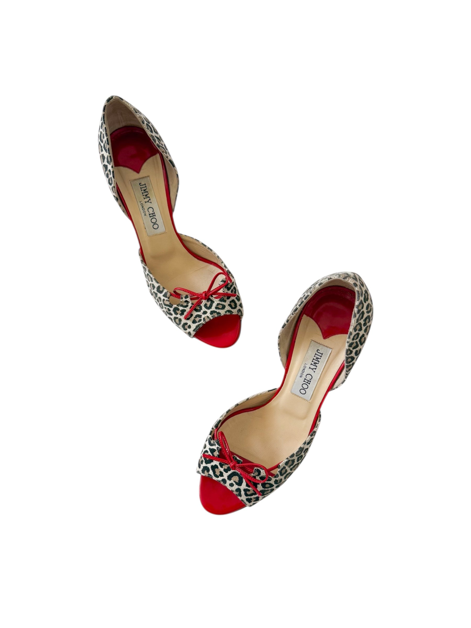 Jimmy Choo Red Bow Leopard D'Orsay Pumps