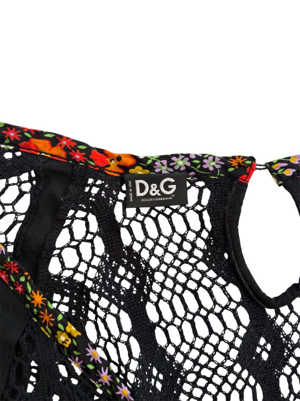 Dolce & Gabbana S/S 2003 Black Floral Knit Top